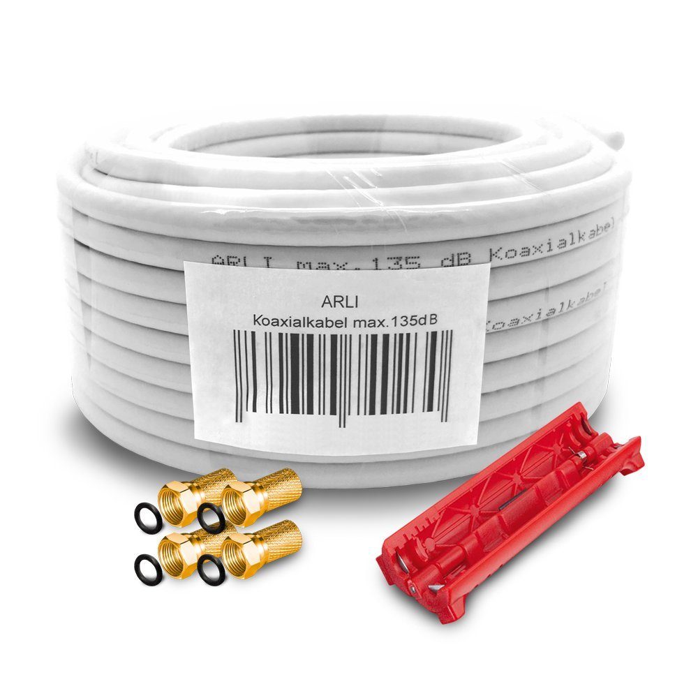 ARLI »10m ARLI Koaxialkabel max. 135dB + Abisoliermesser + 4x F-Stecker  vergoldet« TV-Kabel, (1000 cm), 10 m TV Sat Koax Kabel Set online kaufen |  OTTO