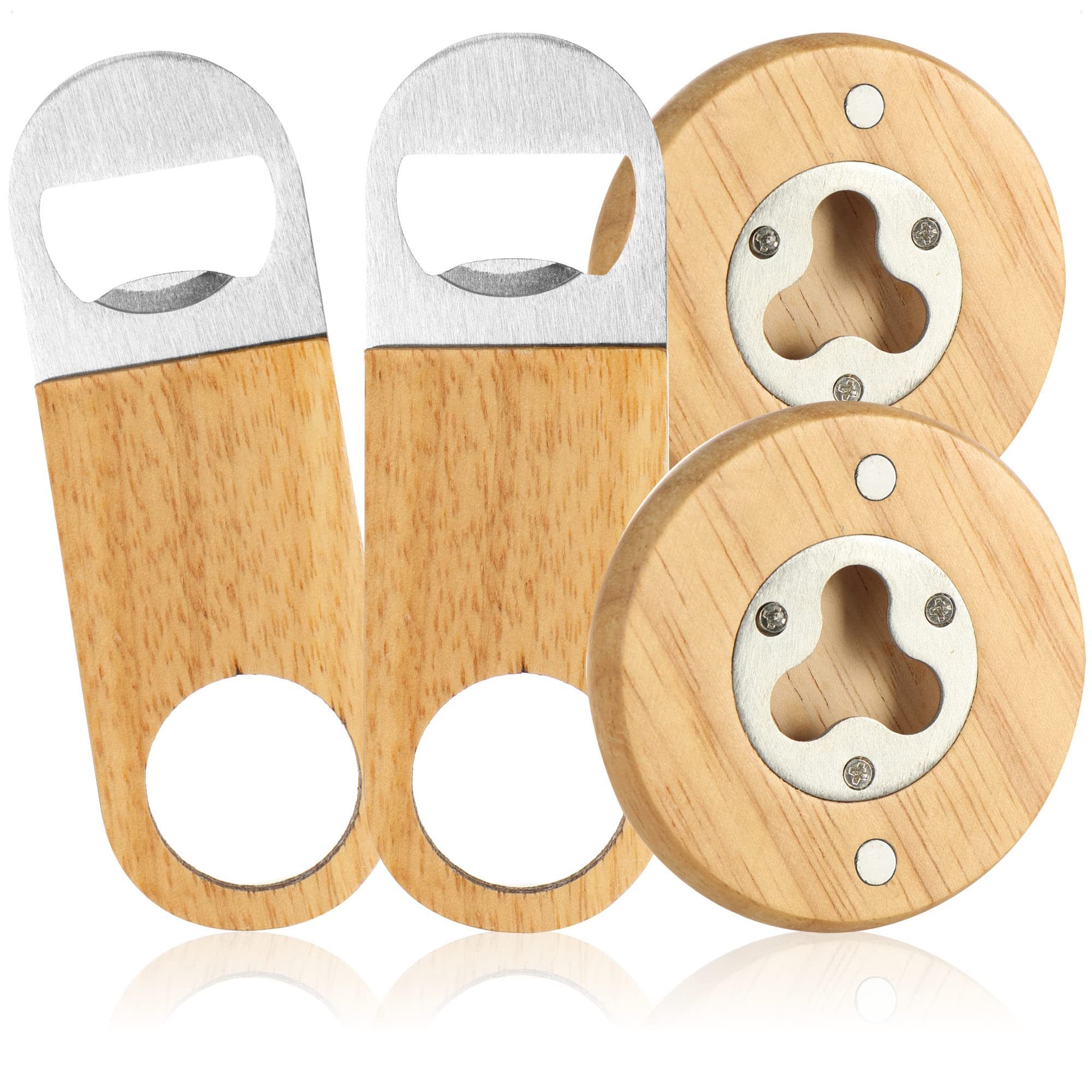 com-four Flaschenöffner Flaschenöffner aus rostfreiem Edelstahl mit praktischem Griff (4-tlg), Kapselheber in schlichtem Design