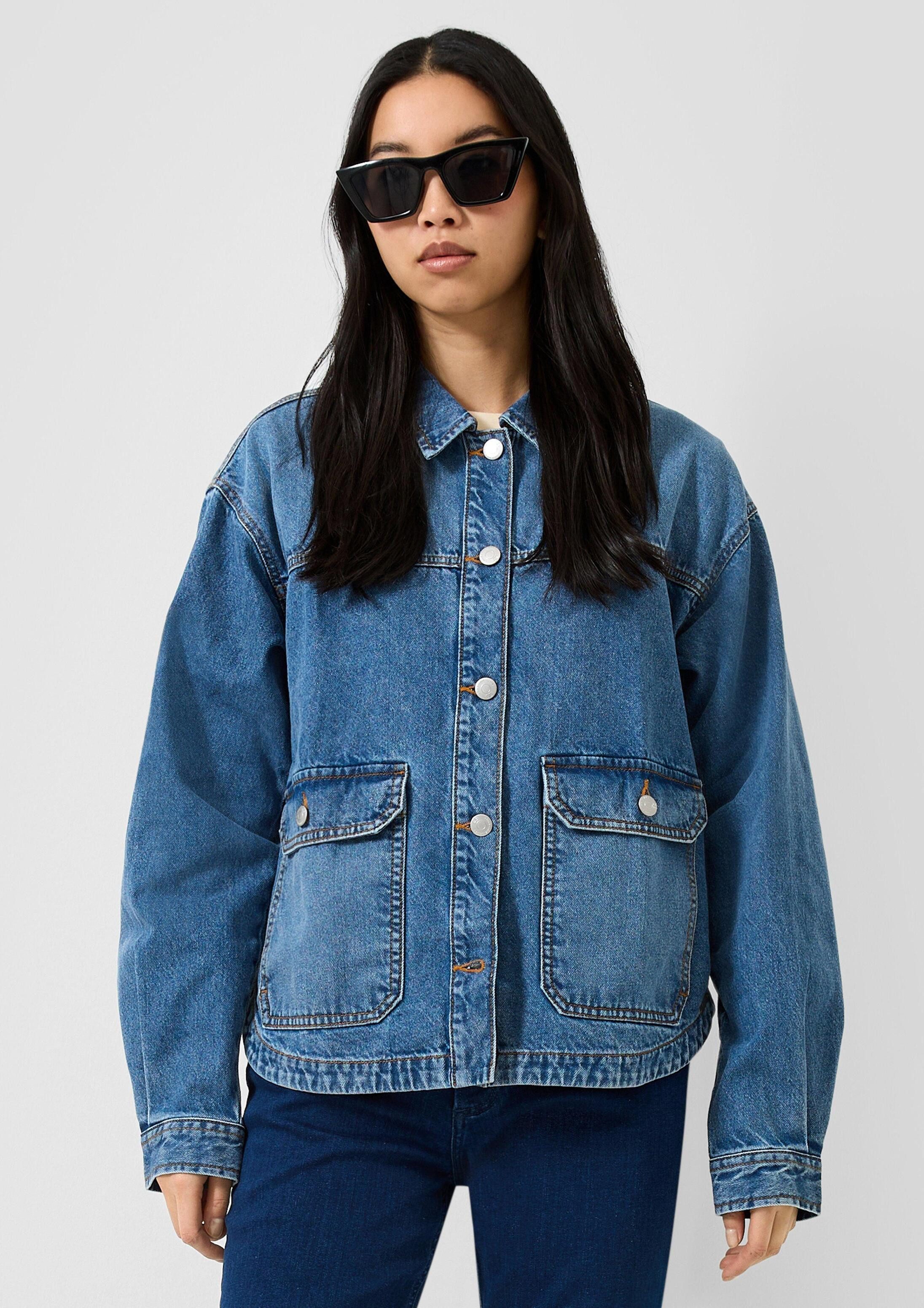 QS Hemdjacke Bluse Denim-Overshirt