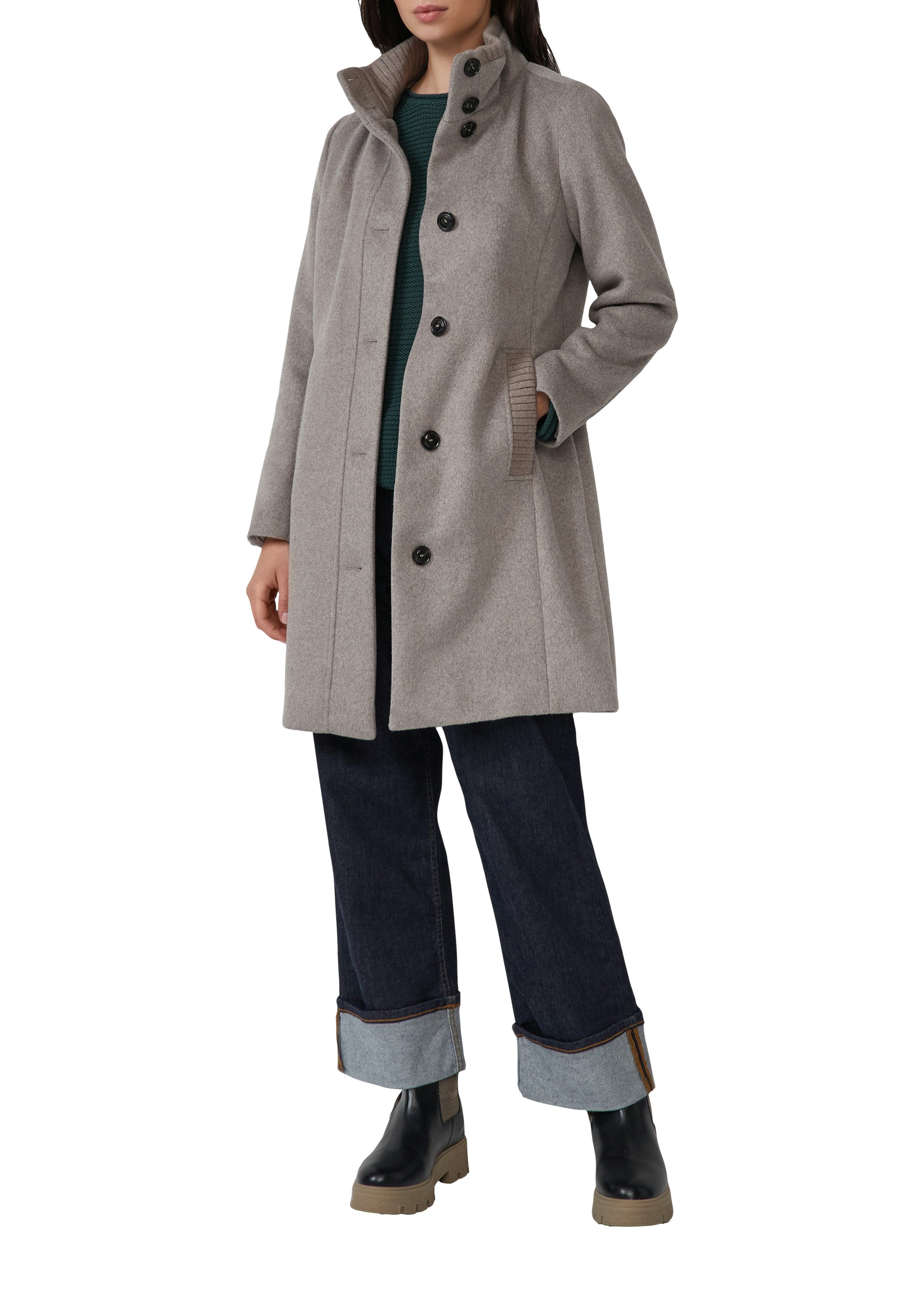 s.Oliver Strickmantel mit Stehkragen und Knopfleiste günstig online kaufen