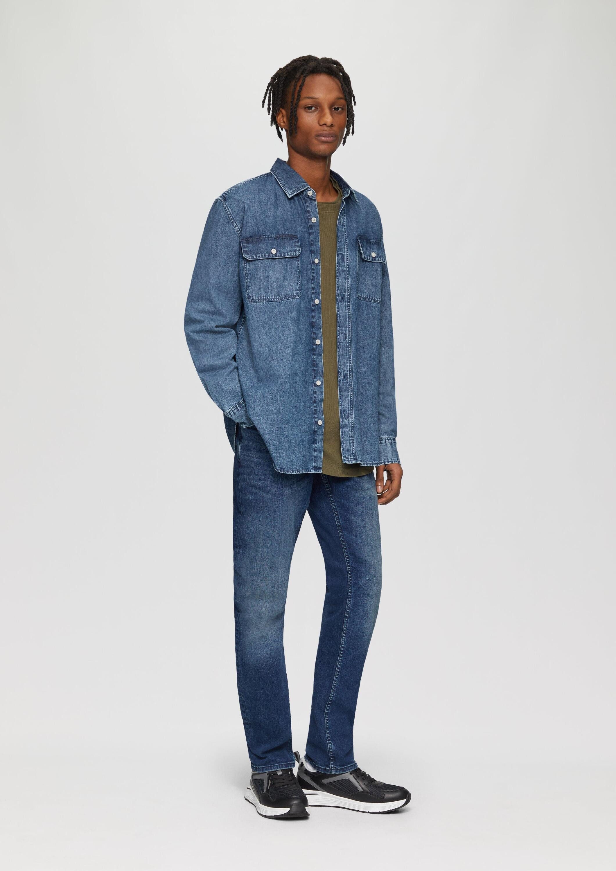 QS Langarmhemd Hemd Regular Fit: Jeanshemd