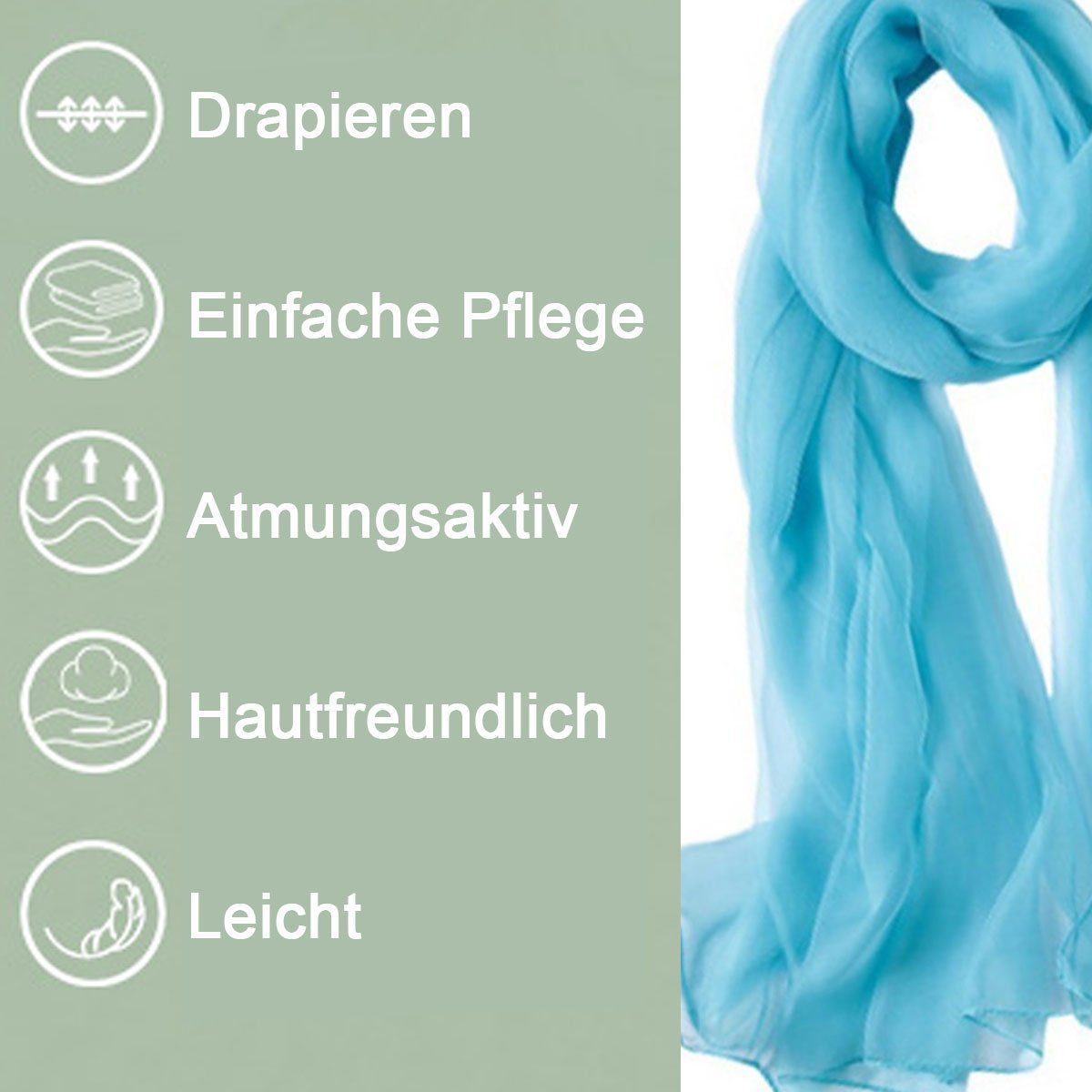 Jormftte Seidenschal Einfarbig Seide Gefühl Schal,Wrap Lange Mehrfarbig3 Schals,für Leichte Frauen