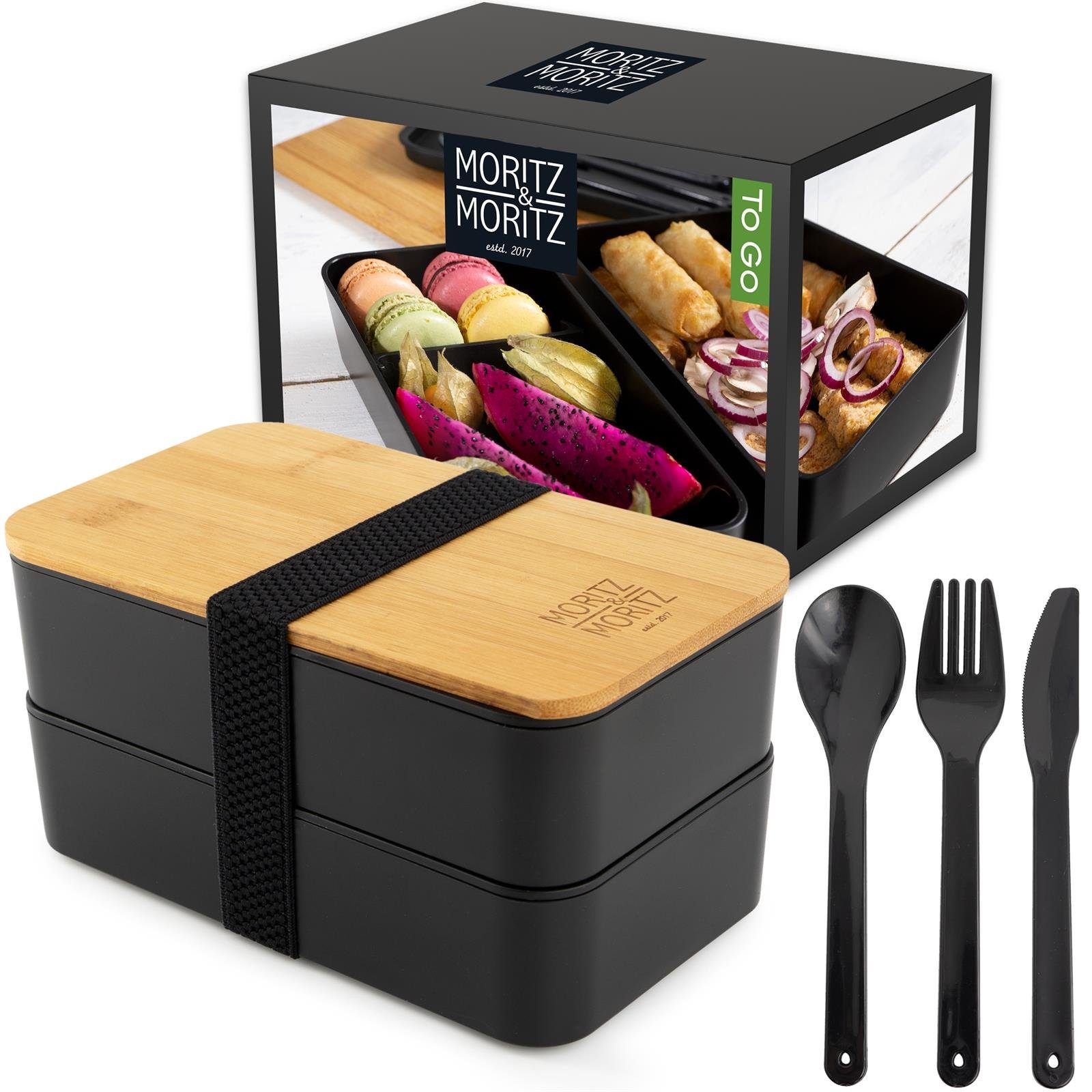 Kinder Moritz Besteck-Set (Set), inkl. Bento Elasthan, Moritz Set, Lunchbox Lunchbox Kunststoff, Bambus, & Bento Box - Erwachsene und für