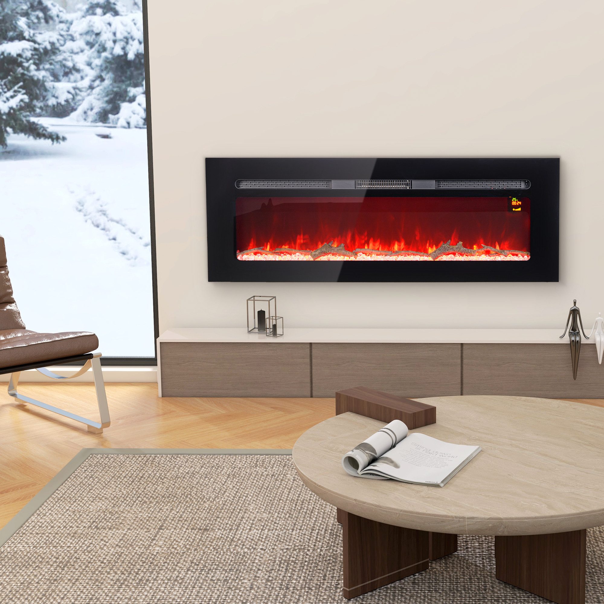 HOMCOM Elektrokamin Wandkamin mit Heizung 1800 günstig online kaufen