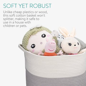 Navaris Aufbewahrungskorb, geflochten aus Baumwolle - Flechtkorb zur Aufbewahrung Wäschekorb - Seil Korb rund für Wäsche Kissen Decken Spielzeug - waschbar