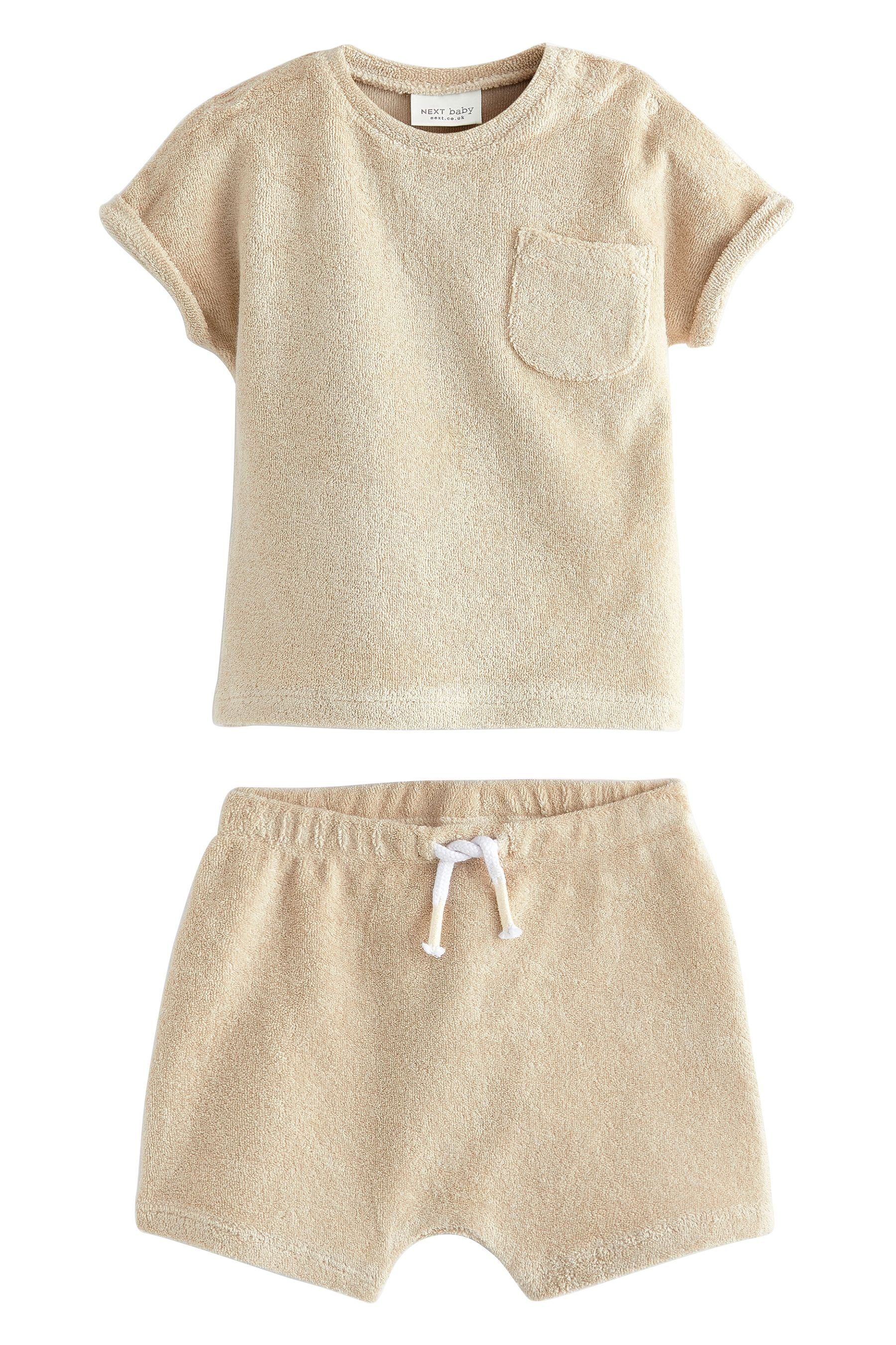 Next T-Shirt & Shorts Baby-T-Shirt + Shorts aus Frottee im 2er Set (2-tlg) Neutral