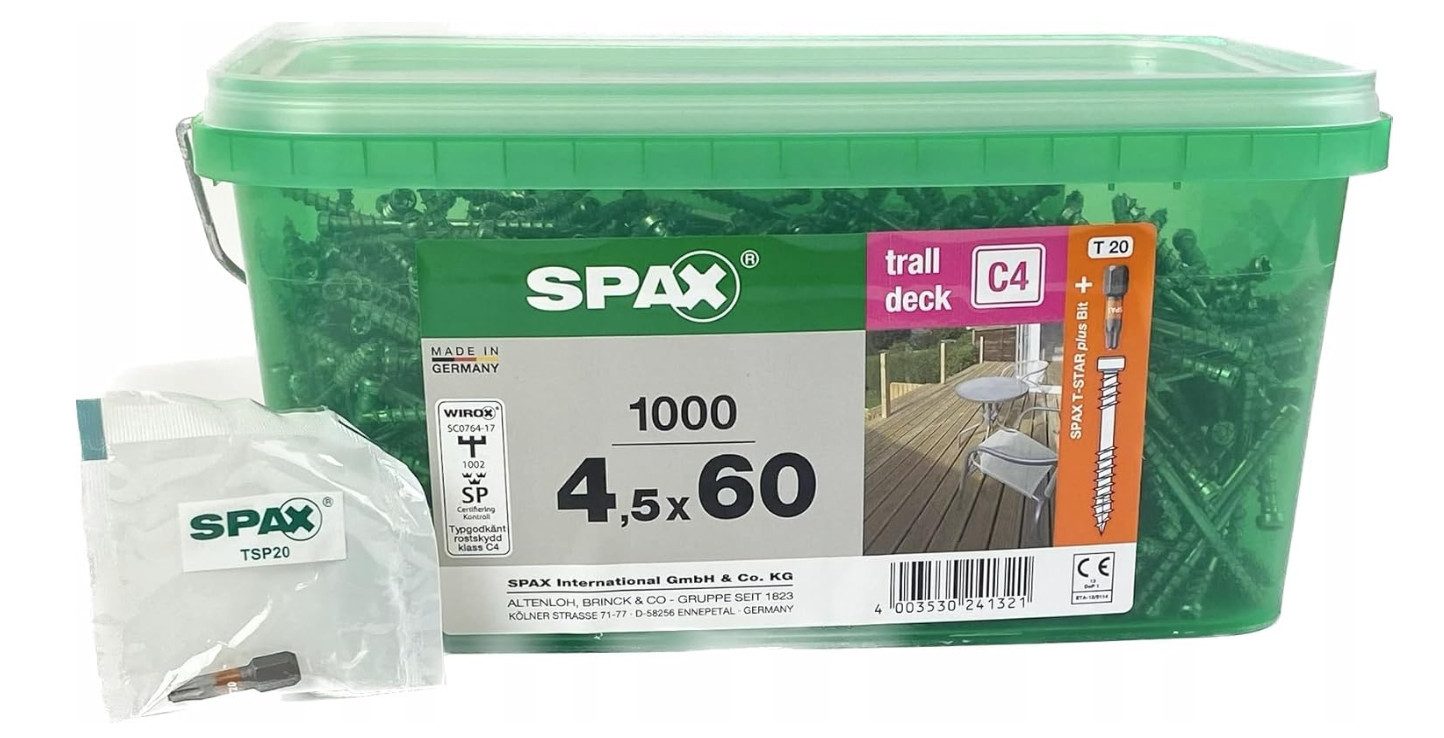 SPAX Terrassenschraube SPAX Terrassenschrauben 4,5x60 Bonus Set - 1000 Stk., (1000 St)