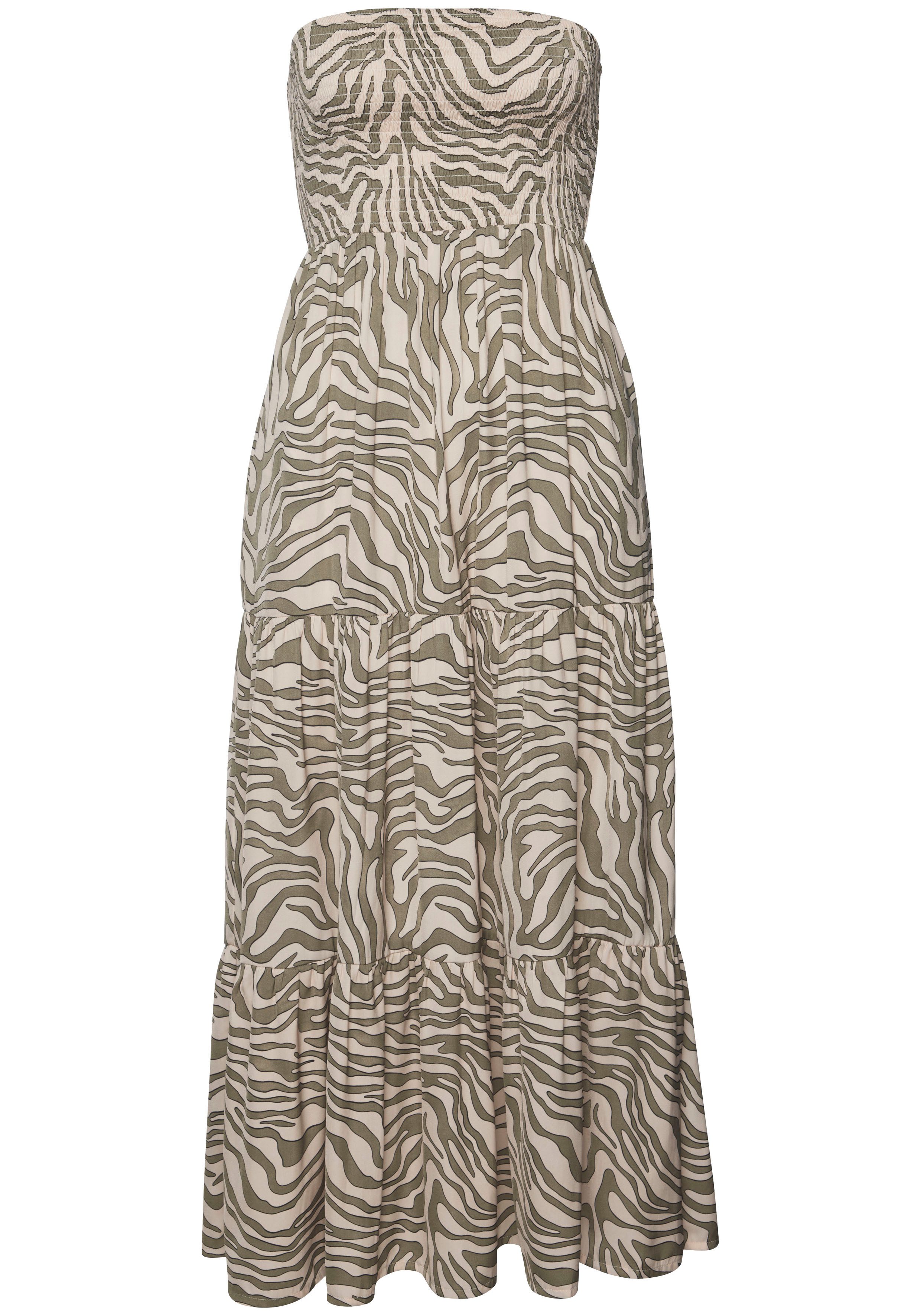LASCANA Bandeaukleid mit Animaldruck, schulterfreies Maxikleid, günstig online kaufen