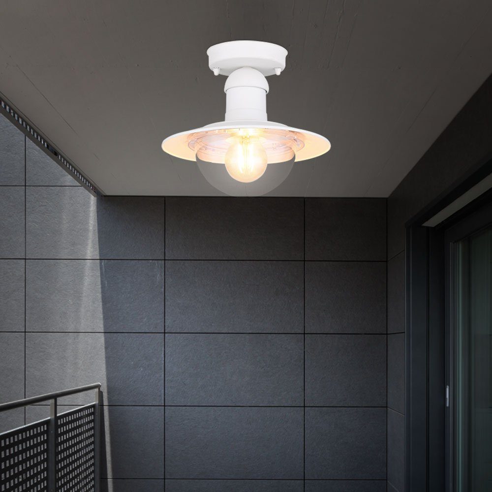 GLOBO LIGHTING Außen-Deckenleuchte, Leuchtmittel nicht inklusive, Außenleuchte Deckenleuchte Lampe ALU-Guss Weiß IP44 D 23,6cm