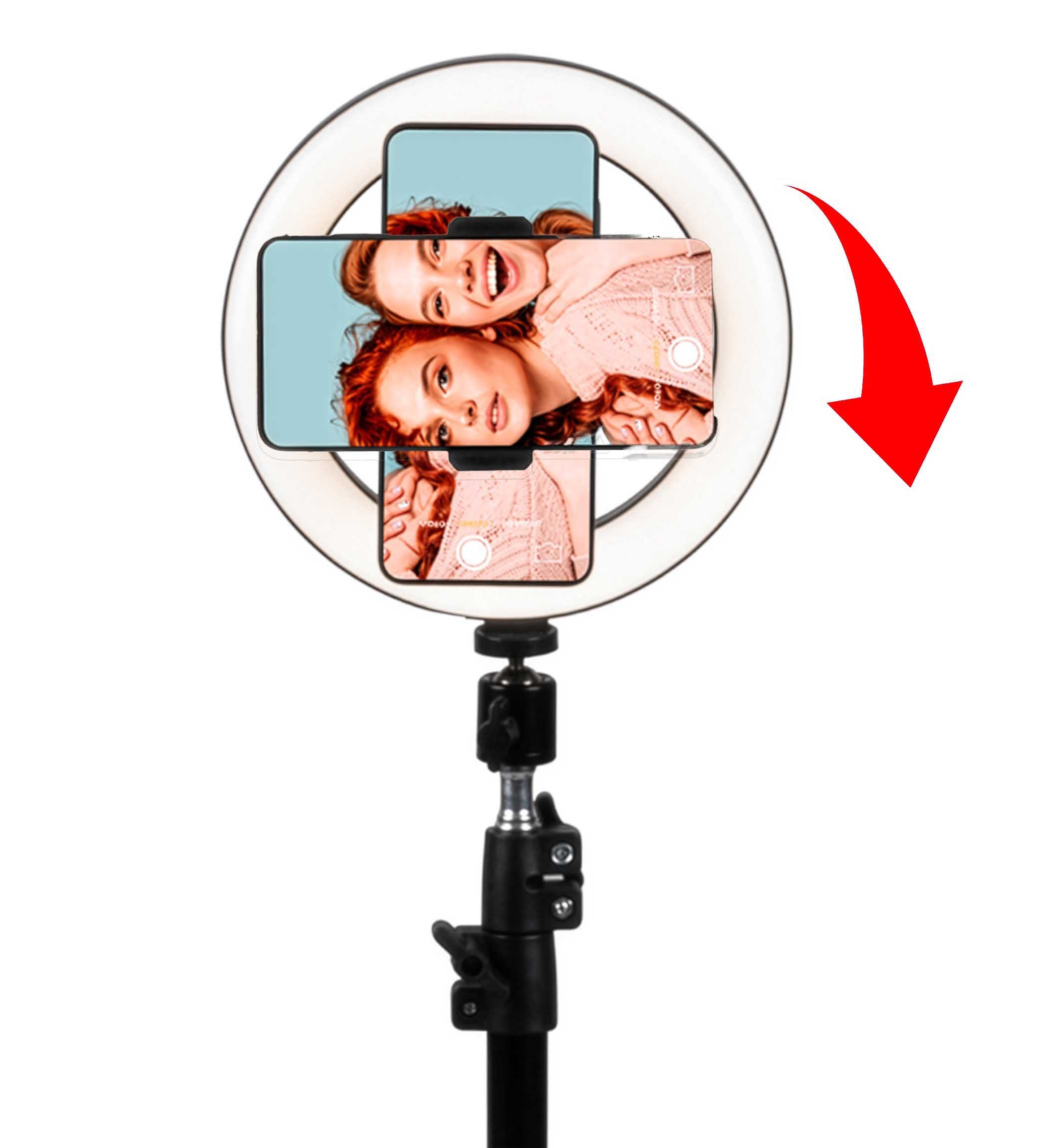 Grundig Ringlicht LED Selfie Ringlicht, Selfie-Ringlicht mit Stativ