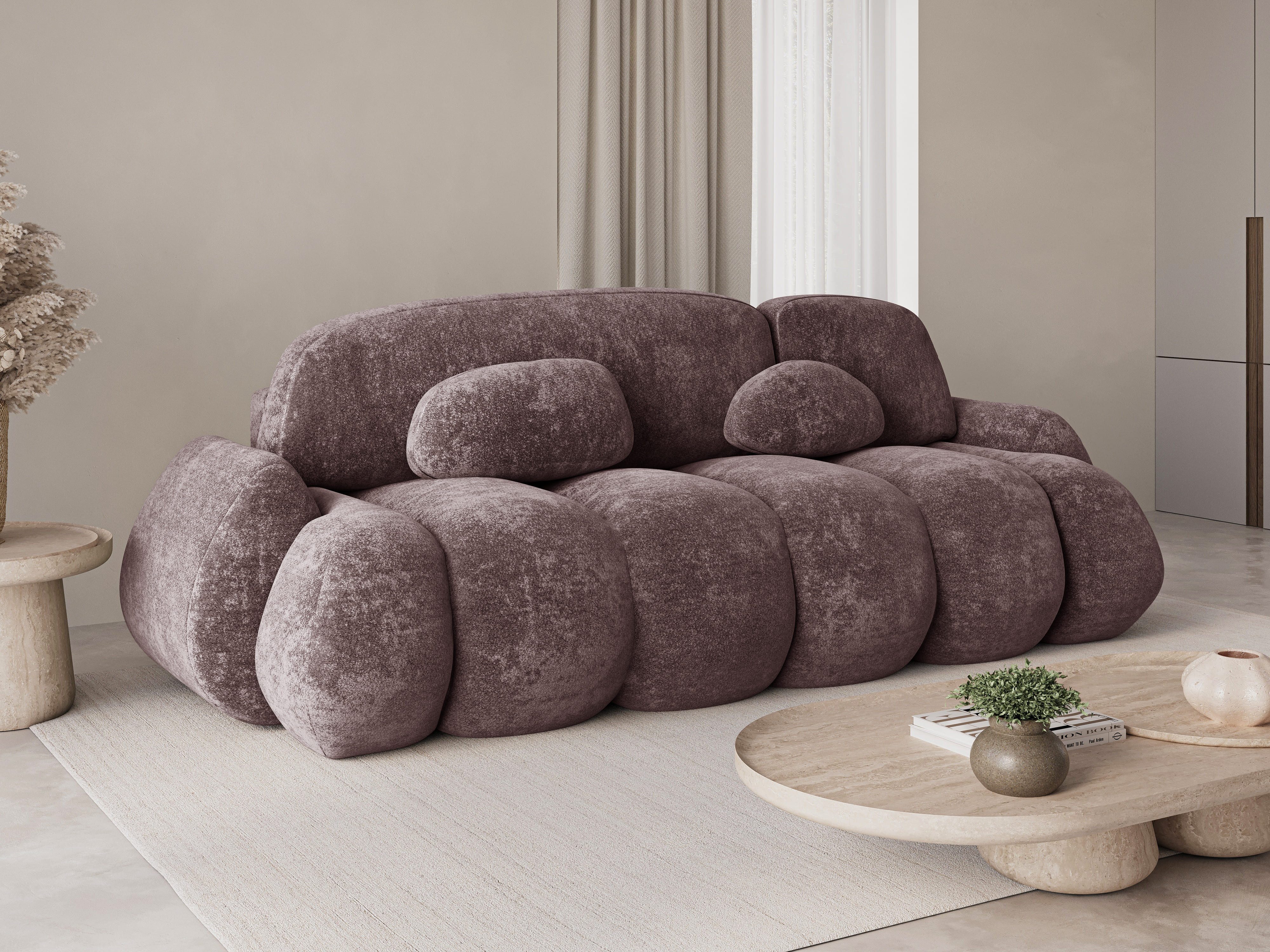 MOEBLO Schlafsofa STONE, Sitzer Sofa, Pflaume (Vibe 69)
