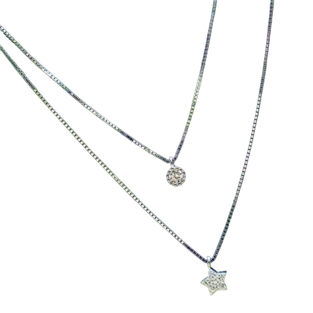 ELLAWIL Silberkette Damenketten mit Stern und runden Zirkonia-Anhänger im L günstig online kaufen