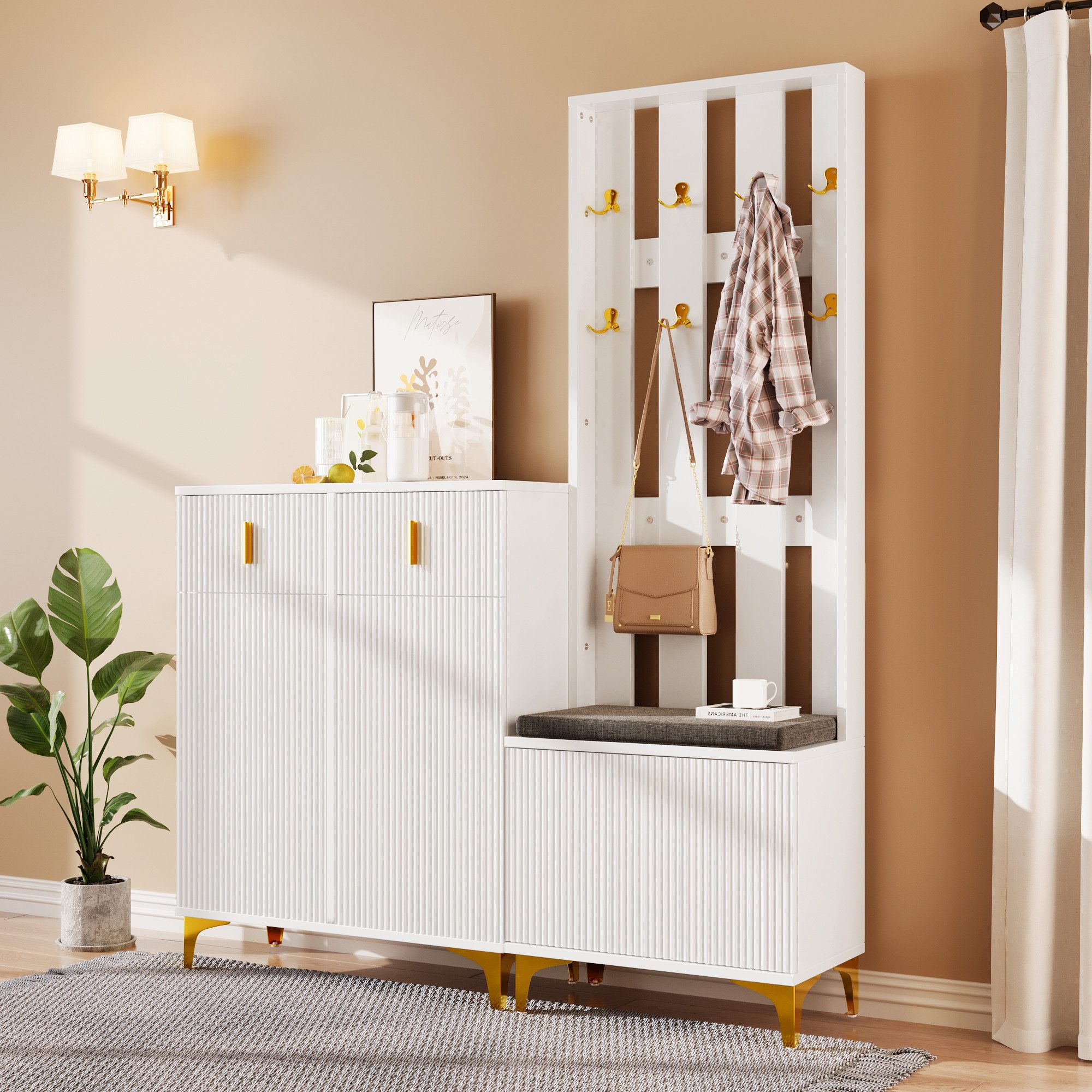 Merax Garderoben-Set Dolly, (Garderobenkombination, 3-St., Garderobenfront günstig online kaufen