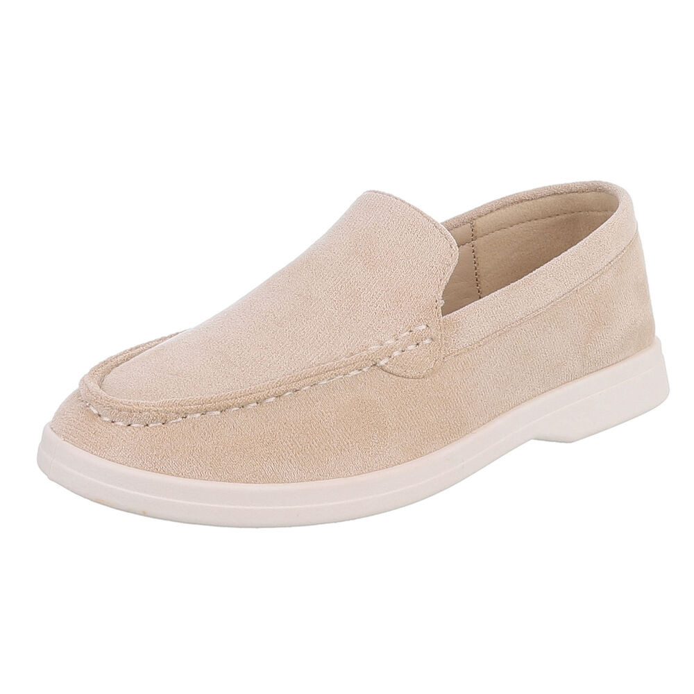 Ital-Design Slipper für Damen – Bequemer Alltagsschuh für Freizeit Slipper (91261412) Blockabsatz Mokassins in Beige