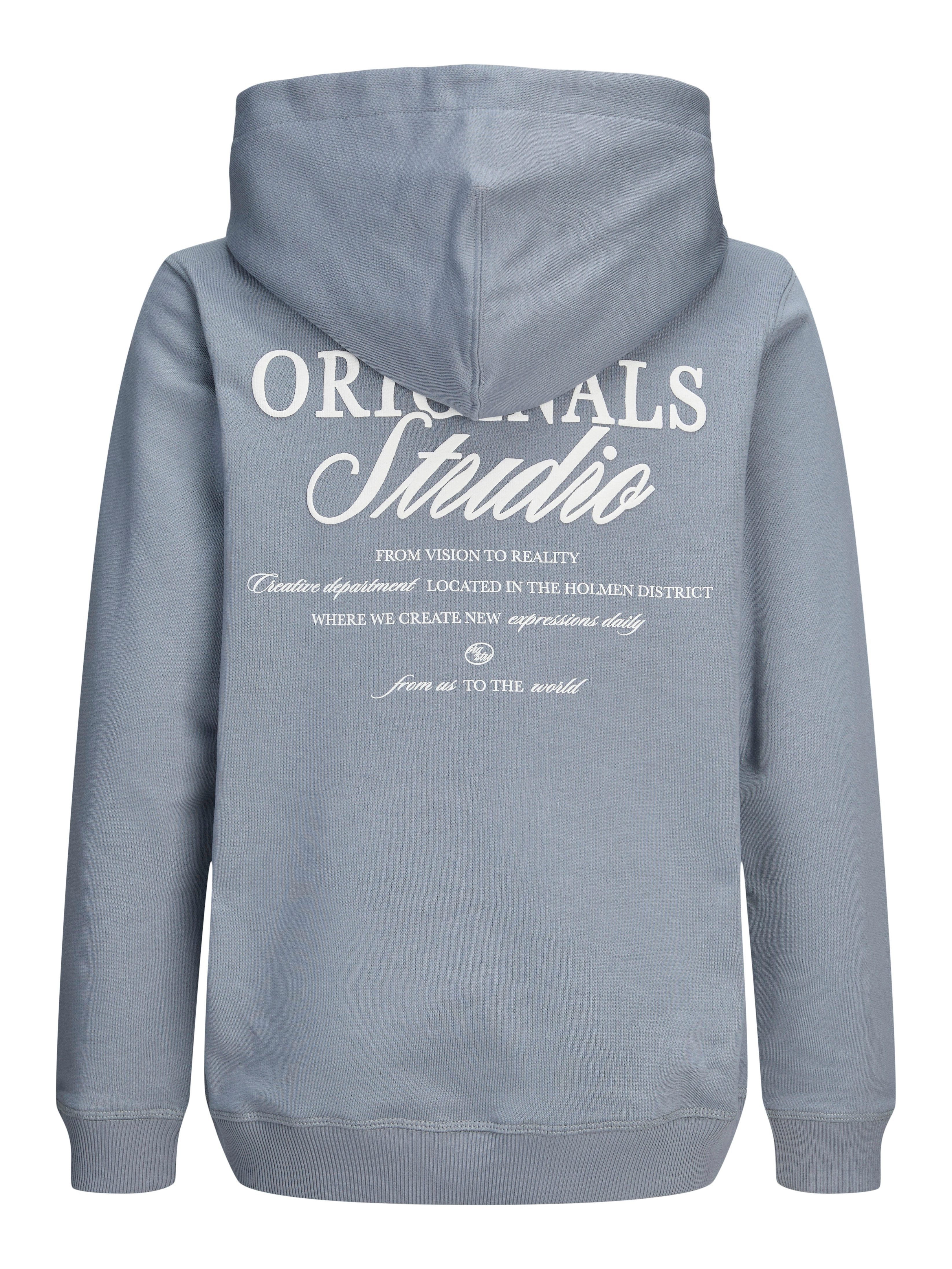 Jack & Jones Junior Kapuzensweatshirt JORNORREBRO TYPO BACK SWEAT HOOD SN JNR Baumwollmischung, relaxed fit, Langarm – Bild 4 von 5