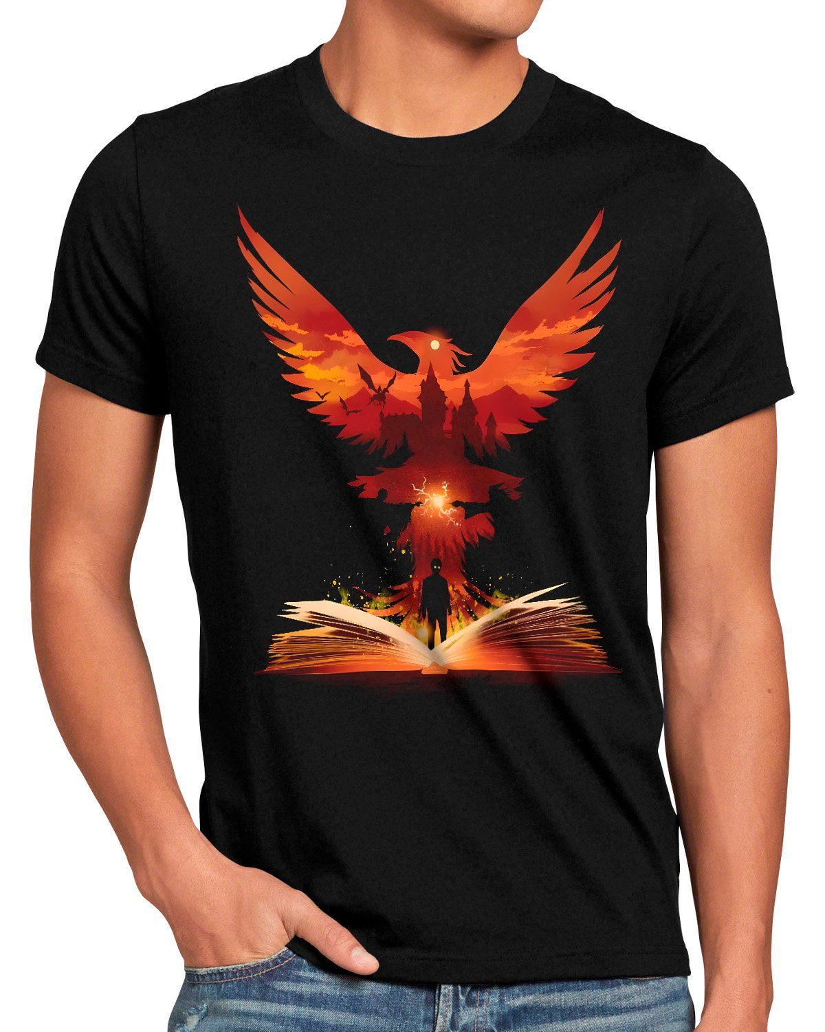 style3 Print-Shirt Herren T-Shirt Phoenix potter harry hogwarts legacy gryffindor ravenclaw hufflepuff slytherin