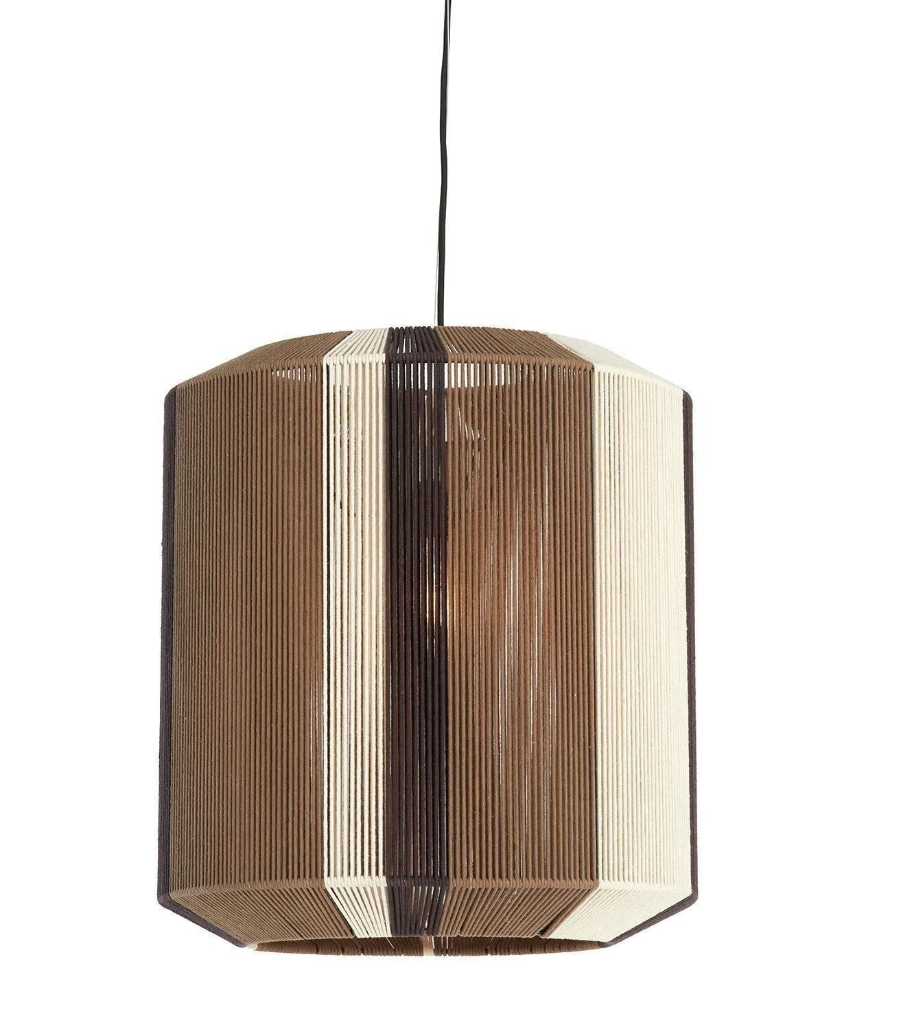 Light & Living Pendelleuchte KOZANA, 1-flammig, Braun, Creme, Schwarz, Metall, ohne Leuchtmittel, Textilschirm, Ø 48 x H 55 cm