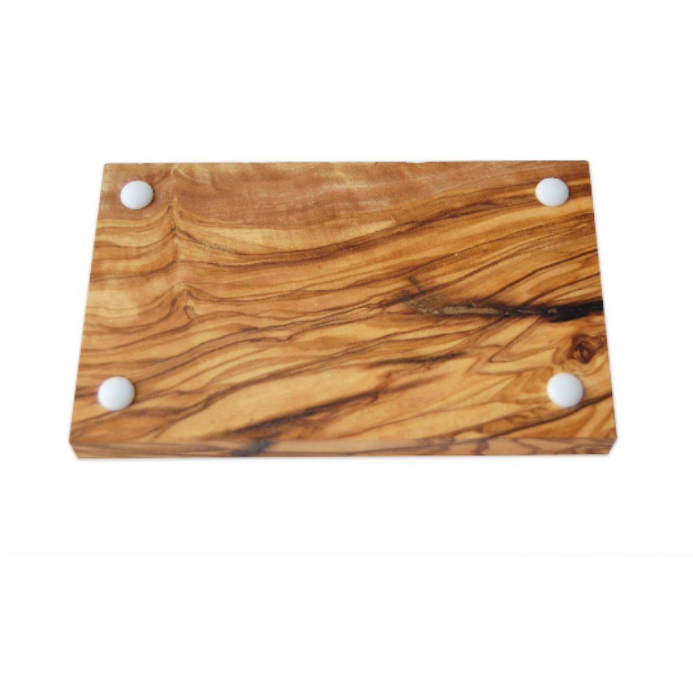 Olivenholz-erleben Seifenablage eckig, kleine Seifenschale aus Olivenholz mit Pads, für ovale Seifen, Breite: 11 cm, 1-St., Natürlich schön – ein Blickfang mit mediterranem Charakter