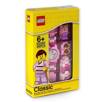 LEGO® Quarzuhr LEGO Classic Pink Lady Kinder Uhr, Kinderuhr rund, klein (ca. 28mm) Kunststoffarmband rosa, pink, weiß