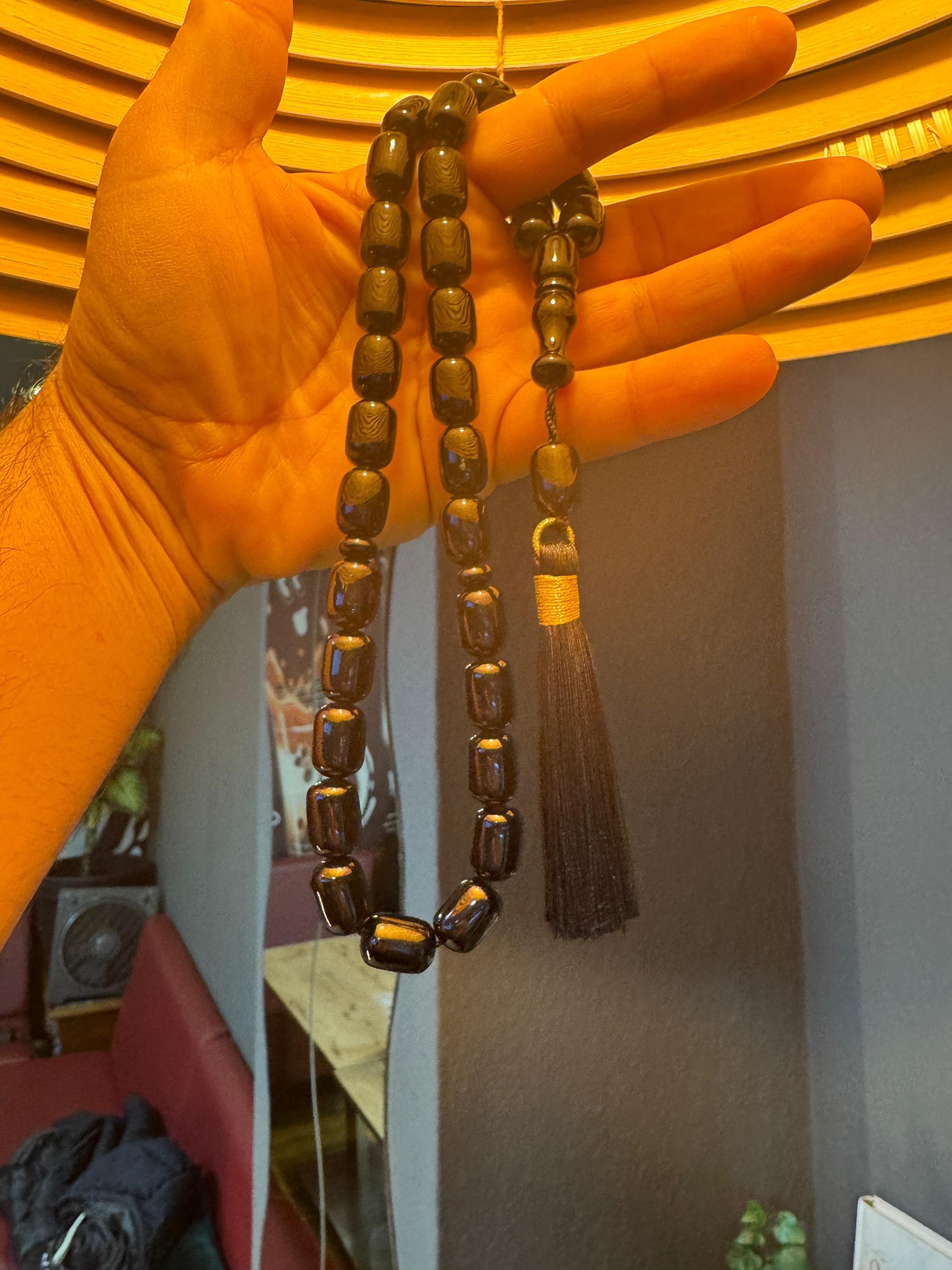 TesbihBid Kettenanhänger Püsküllü Schwarz Tesbih Faturan (Faturan Gebetskette, 33-tlg., islam misbaha Tasbeeh Tasbih Rosary), Tesbih Misbah islam Osmanli Arabisch