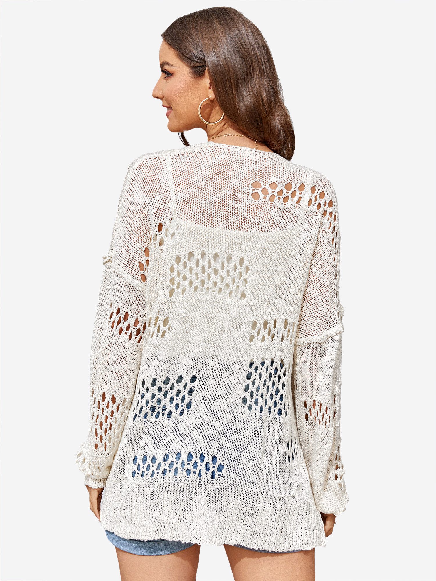 Imily Bela Longstrickjacke Damen Boho Oberbekleidung (Packung, 1-tlg., 1per-Pack) Häkeln – Bild 5 von 5