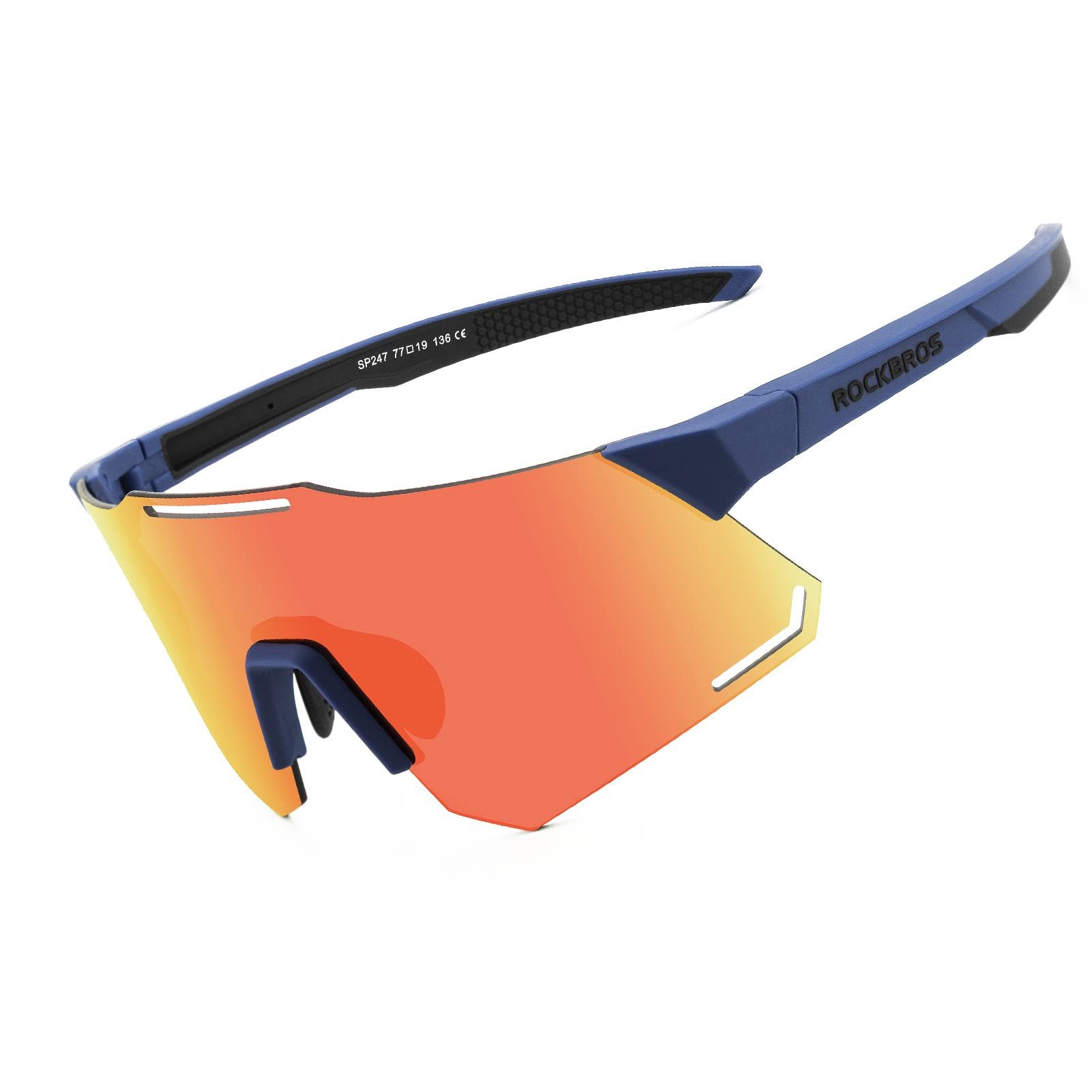 ROCKBROS Fahrradbrille Polarisierte Sonnenbrille/einfarbige Sportbrille UV400, TR90-Rahmen, Beschlagfrei
