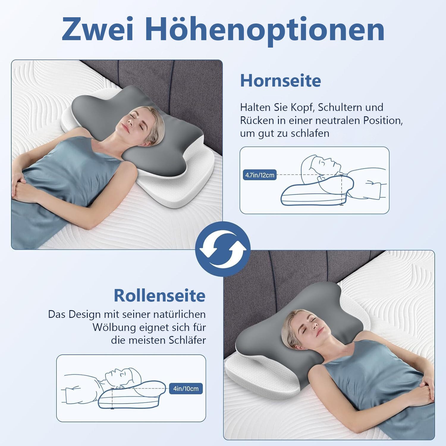Kityhome Nackenstützkissen Nackenkissen mit Memory Foam-Ergonomisch für alle Schlafpositionen, Füllung: Premium Memory Foam, für Seitenschläfer, Rückenschläfer & Bauchschläfer, Einfache Reinigung, Universelle Eignung, Universelle Eignung für alle Schlafpositionen