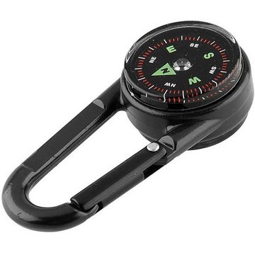 Fivejoy Kompass Kompass mit Karabinerhaken Multifunktions Thermometer,tragbar, für Wandern/Reisen/Camping,mit Vergrößerungslinse,professionell,3 in 1