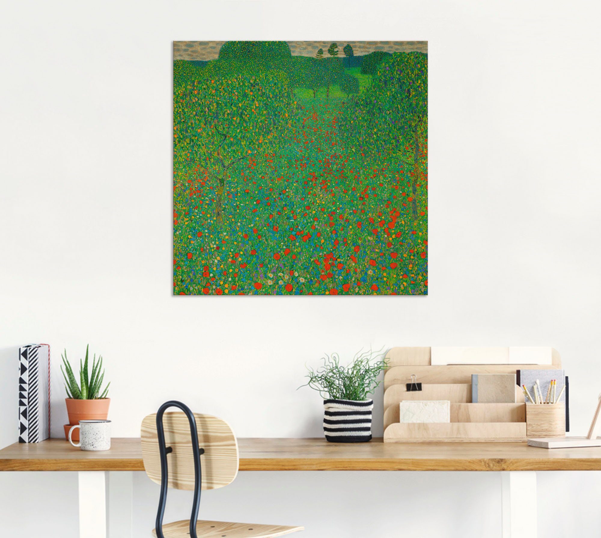 Artland Wandbild Feld mit Mohn, (1 St), Größen Leinwandbild, oder Poster versch. als in Wandaufkleber Blumen Alubild
