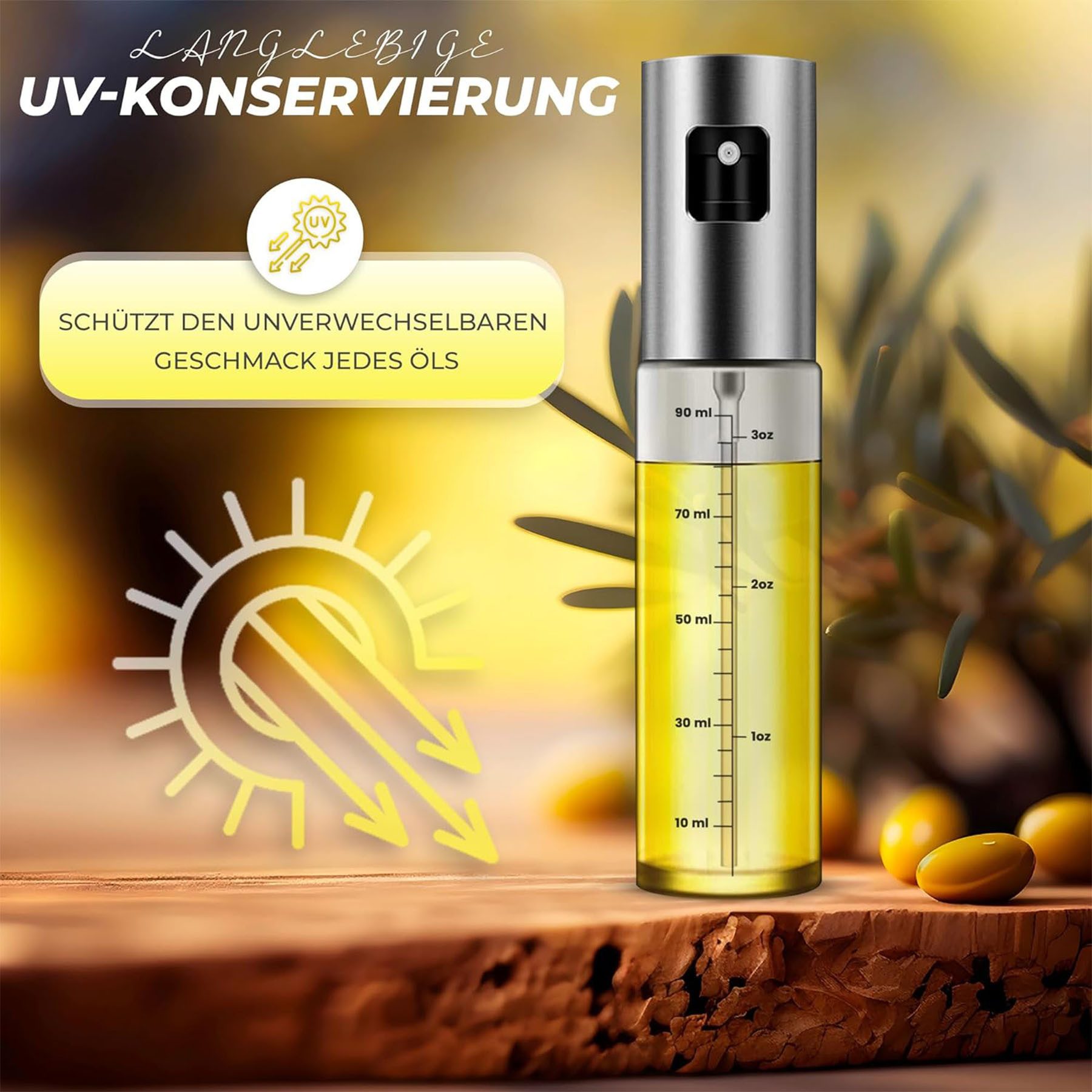 Mutig Ölspender Ölsprüher zum Kochen,2 Stück Öl sprühflasche Glas mit 4 Zubehörteilen, (100ml Öl Sprühflasche mit Reinigungsbürste, Öl-Pinsel und Trichter, Ölkanne aus Glas und Rostfreiem Stahl, Auslaufsicherer Ölspray), Auslaufsicherer Ölspray für Kochen, Grillen, Salat & Heißluftfritteuse
