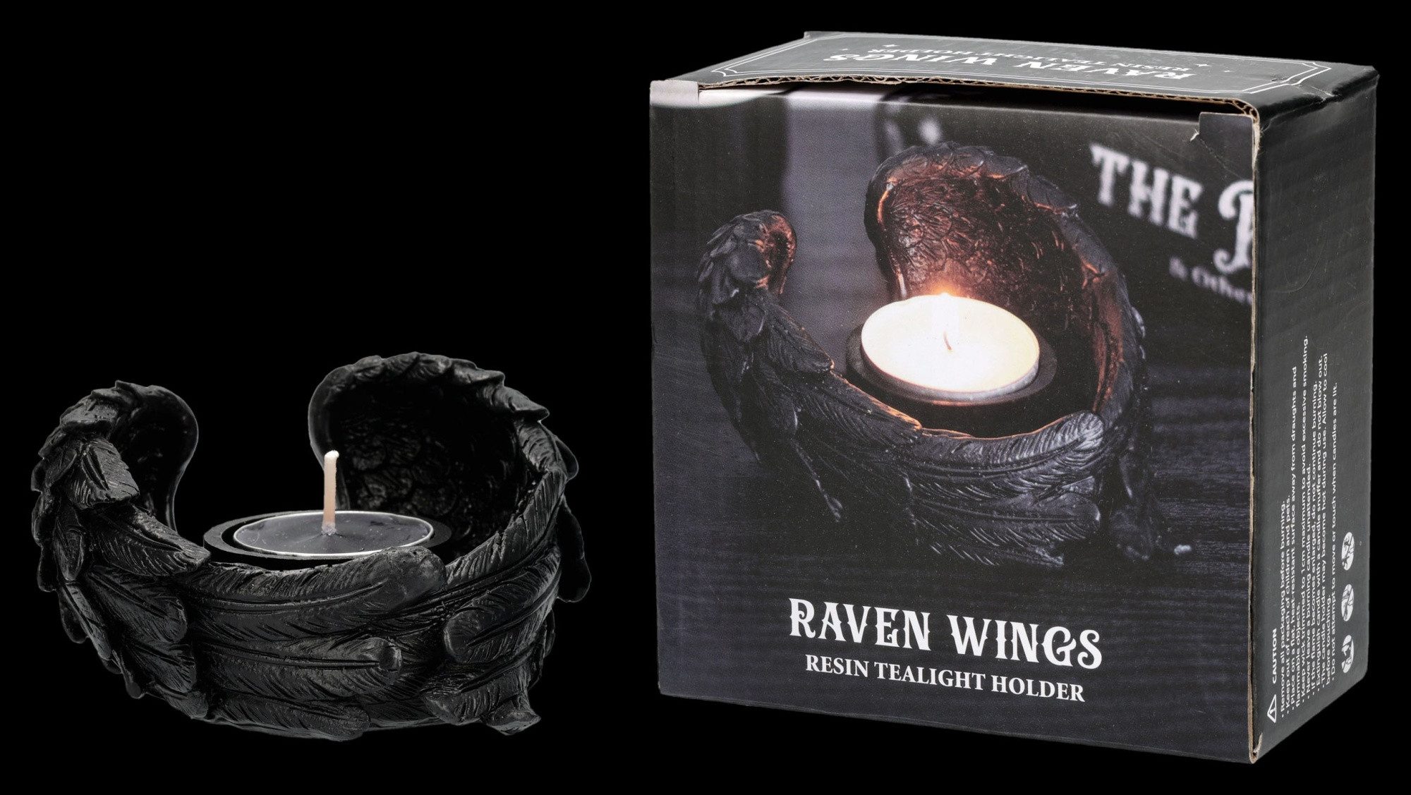 Figuren Shop GmbH Teelichthalter Rabenflügel Teelichthalter – Gothic Dekora günstig online kaufen