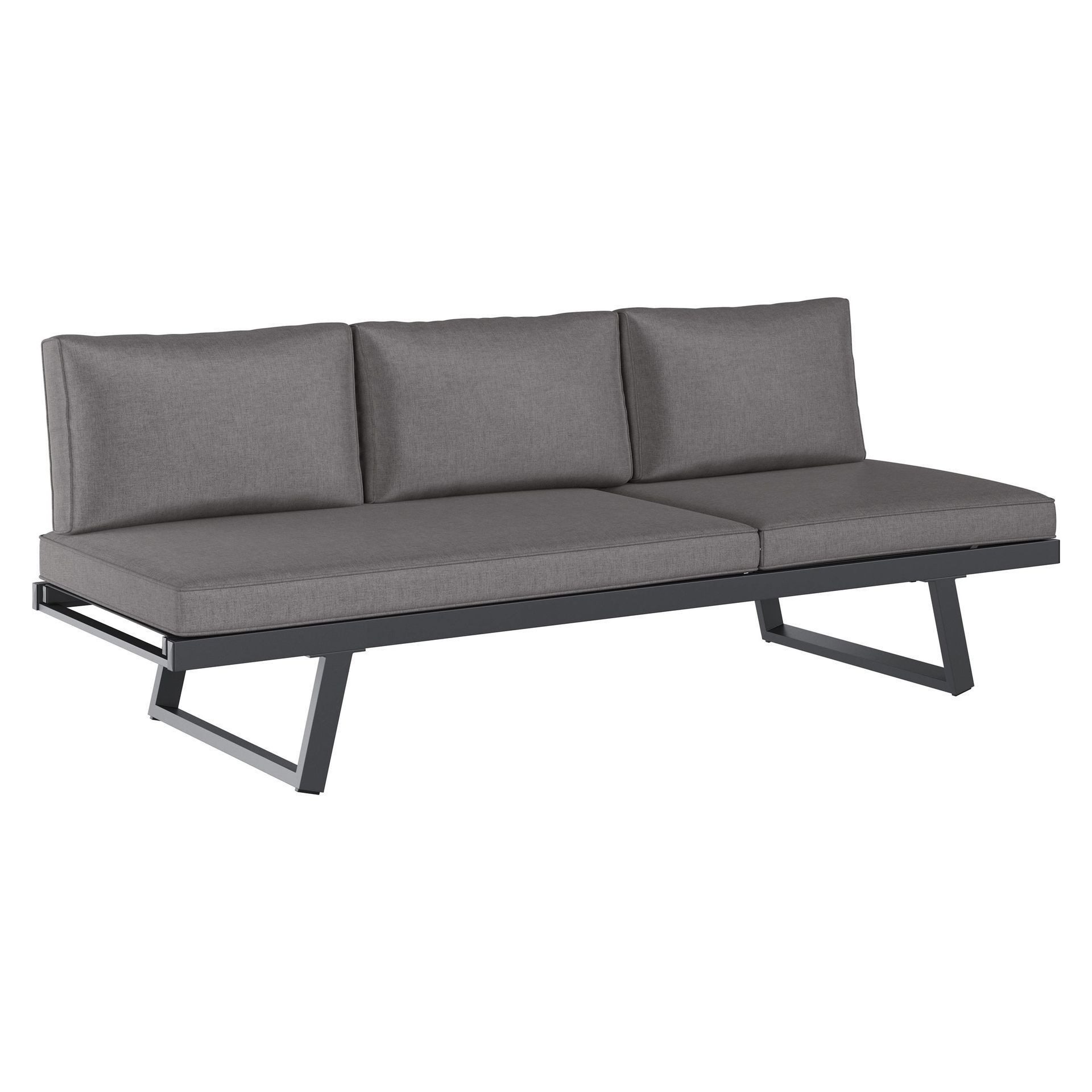OUTLIV. Gartensofa OUTLIV. Lucca Gartenloungesofa Aluminium/Olefin Anthrazit/Dunkelgrau, UV-beständig, Rostfrei, Witterungsbeständig, Atmungsaktiv, Reißfest