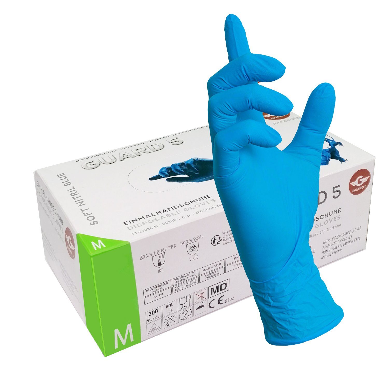 GUARD 5 Einweghandschuhe 200er Box blaue Einweghandschuhe GROSSPACKUNG (Art günstig online kaufen