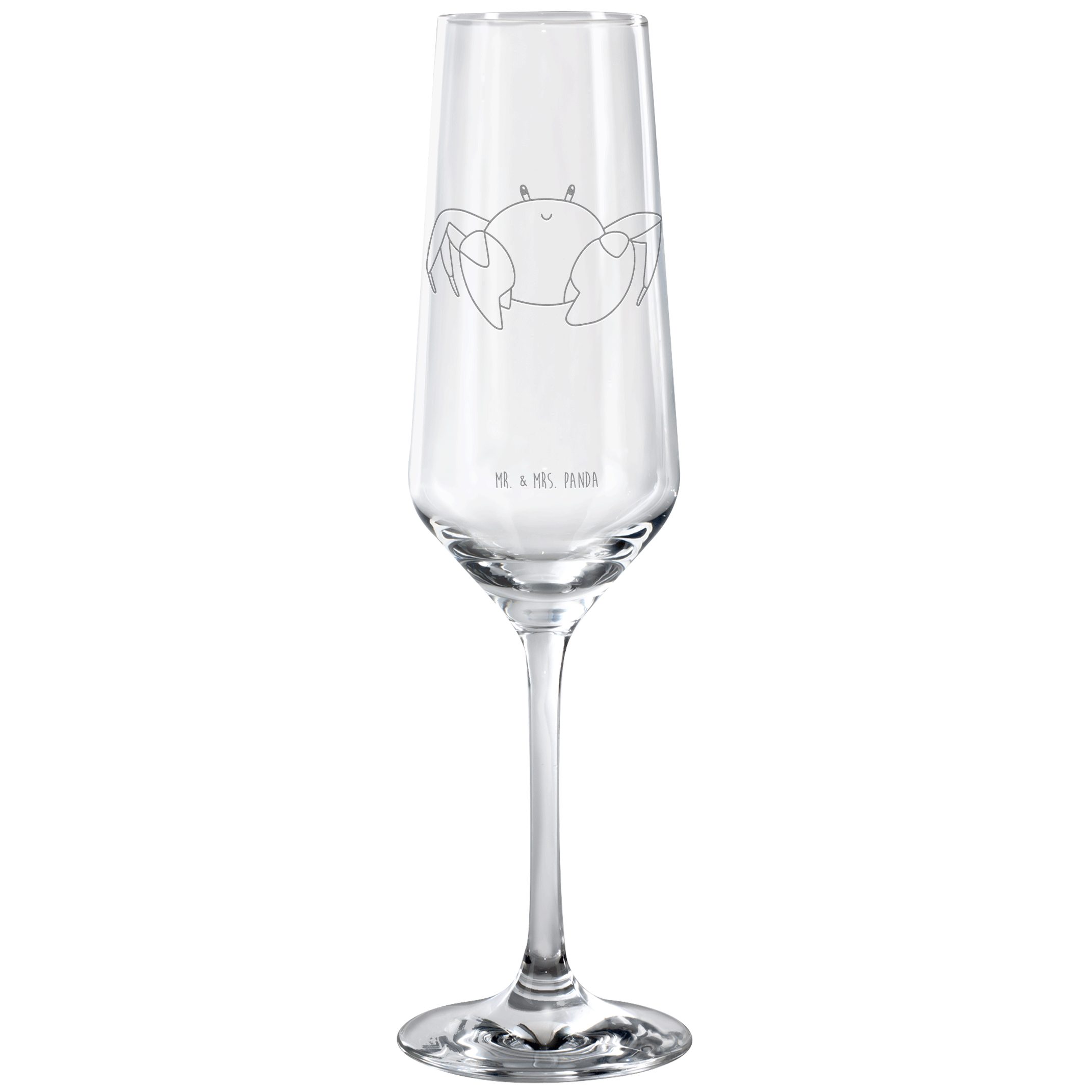Mr. & Mrs. Panda Sektglas Sternzeichen Krebs, Sektglas, Transparent, Geburtstag Juni, Krabbe, A, Premium Glas, Sektglas Handgeblasen Sektglas Einzelstück Sektglas Vintage