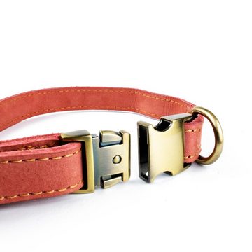 Tierluxe Hunde-Halsband Vintage Rosa, Leder, Handgemacht