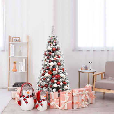 COSTWAY Künstlicher Weihnachtsbaum »Schnee Bleistift Weihnachtsbaum«, 135cm, mit warmweißen LED, 242 PVC Nadeln & Metallständer