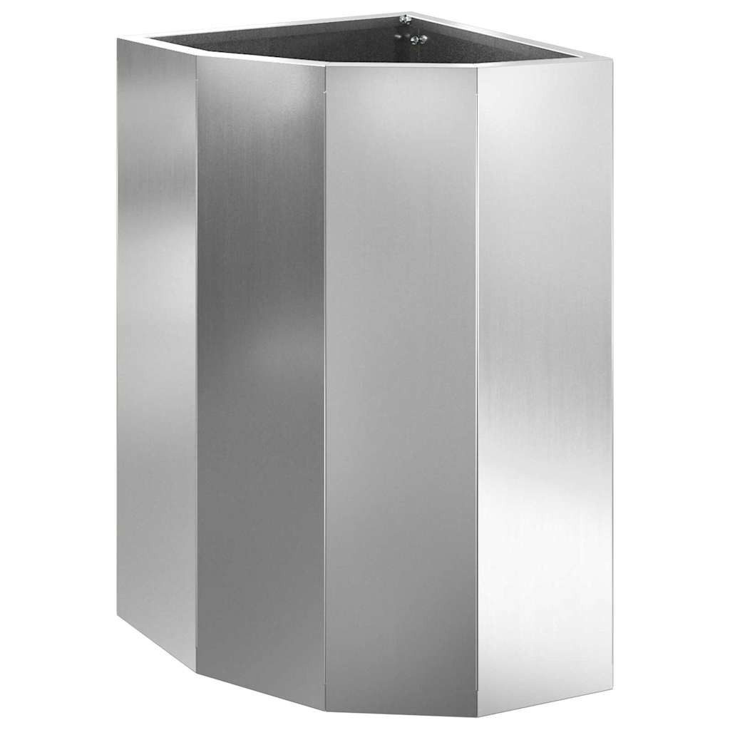 furnicato Blumentopf Eckpflanzer 30 x 30 x 50 cm Silber (1 St), Platzsparender Blumenkübel aus verzinktem Stahl für deinen Balkon