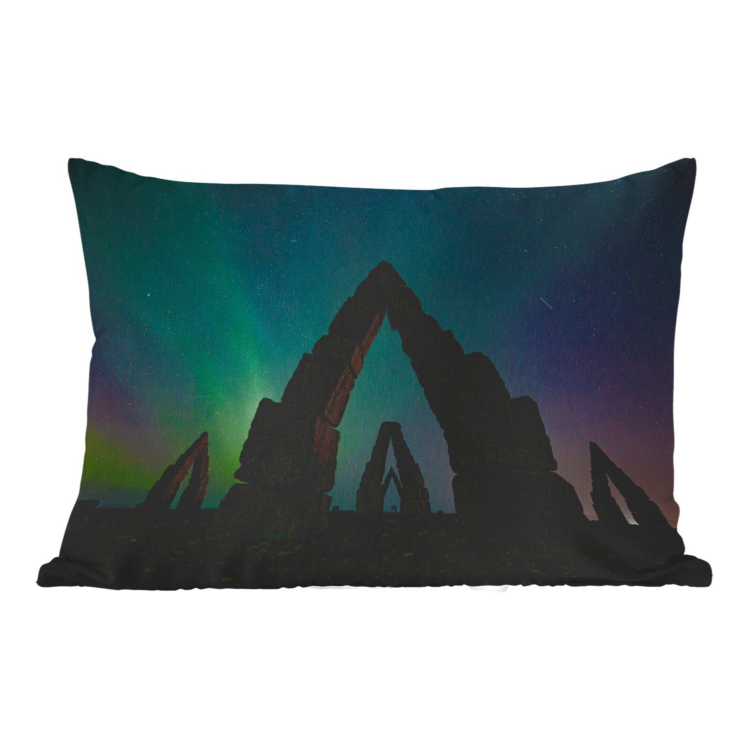 MuchoWow Dekokissen Nordlichter - Island - Natur, Outdoor-Dekorationskissen, Polyester, Dekokissenbezug, Kissenhülle