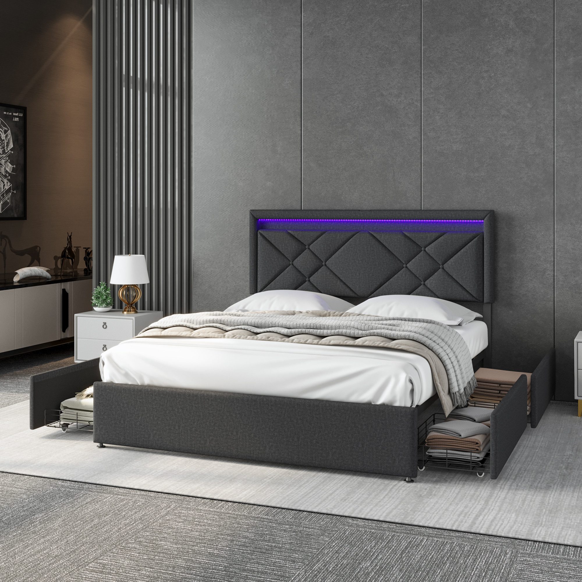 Furnishings Home Polsterbett Stauraumbett Doppelbett Mit günstig online kaufen