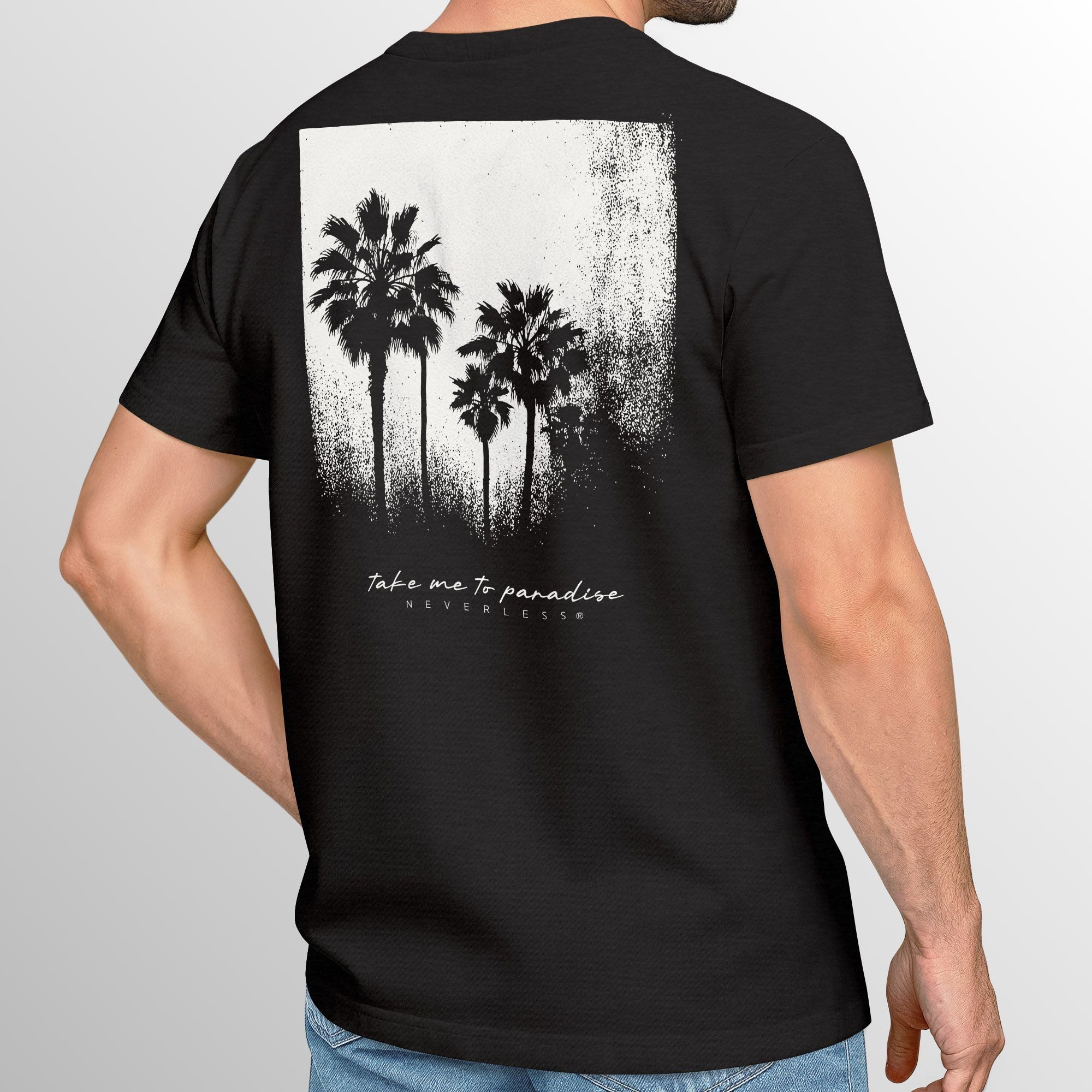 Neverless Print-Shirt Herren T-Shirt Backprint Sommer-Shirt mit Palmen Rückendruck Vintage mit Print