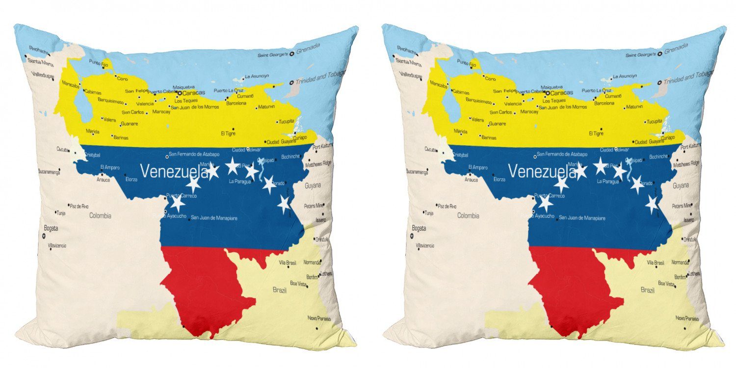 Accent Doppelseitiger (2 Stück), Kissenbezüge Bunte Abakuhaus Modern Digitaldruck, Karte Detaillierte Venezuela
