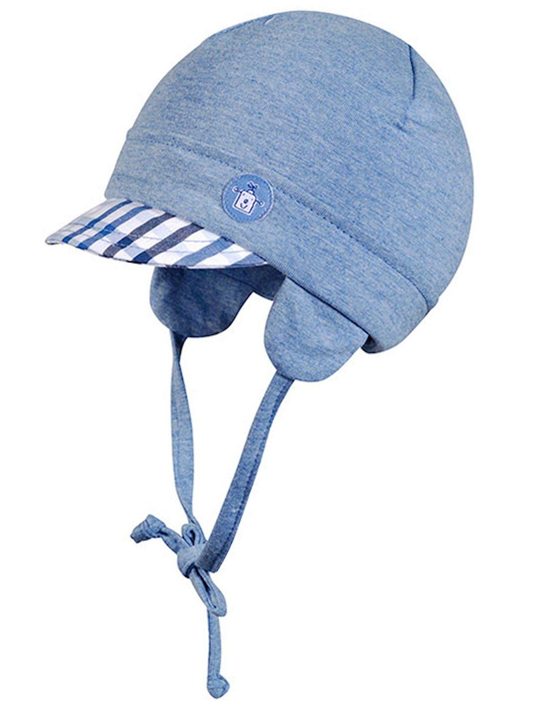 Bindemütze Fiebig jeansblau Ohrenmütze Jungen (Mütze) Mütze Fiebig Schirm mit