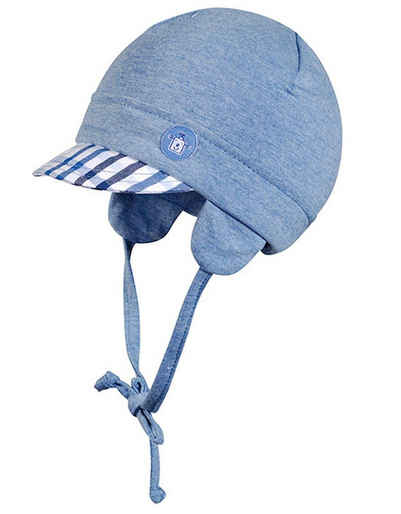 Fiebig Ohrenmütze Fiebig Bindemütze Jungen Mütze mit Schirm jeansblau (Mütze)