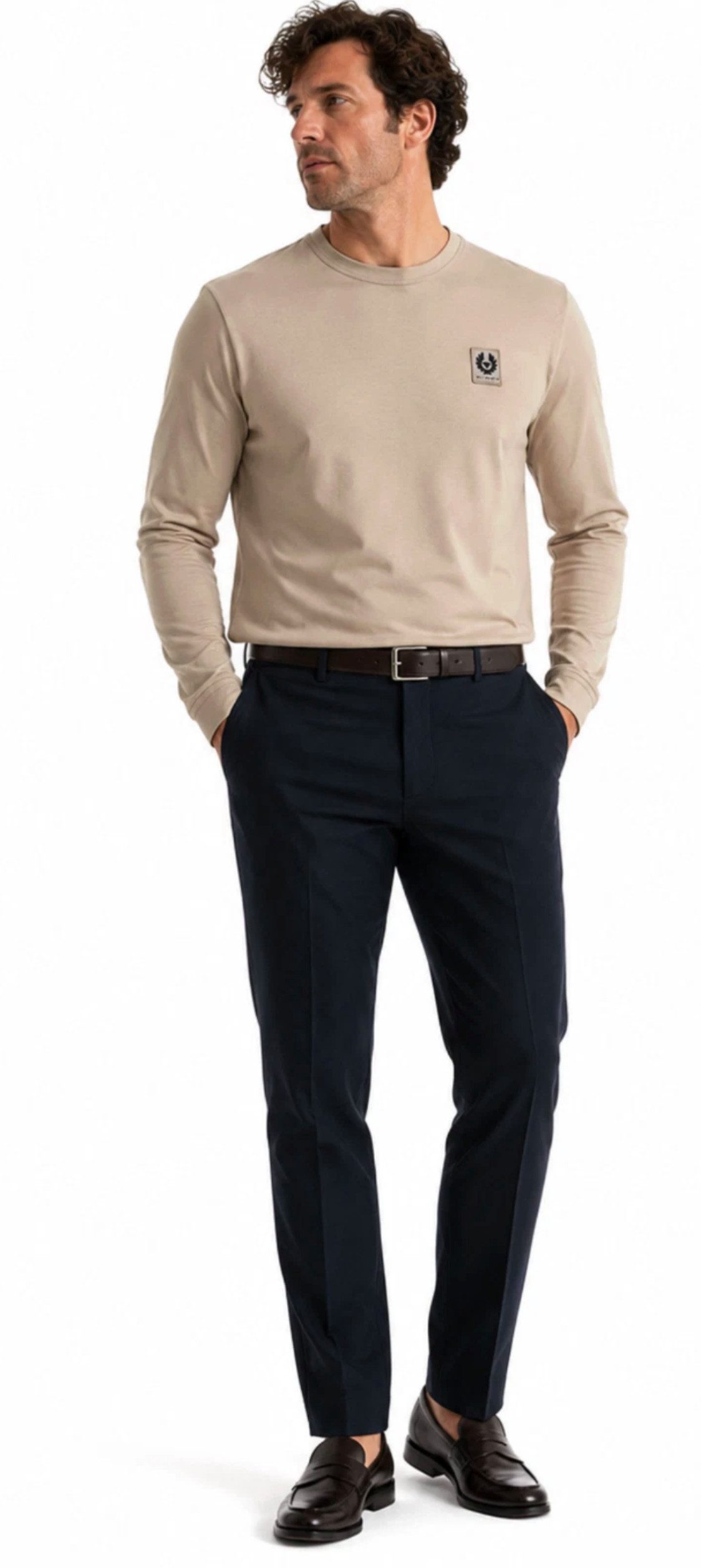 Belstaff Longsleeve T-Shirt London Retro Phoenix Patch Iconic Tee Modern Cut (1-tlg) Ideal für Alltag, Business Casual und Freizeit