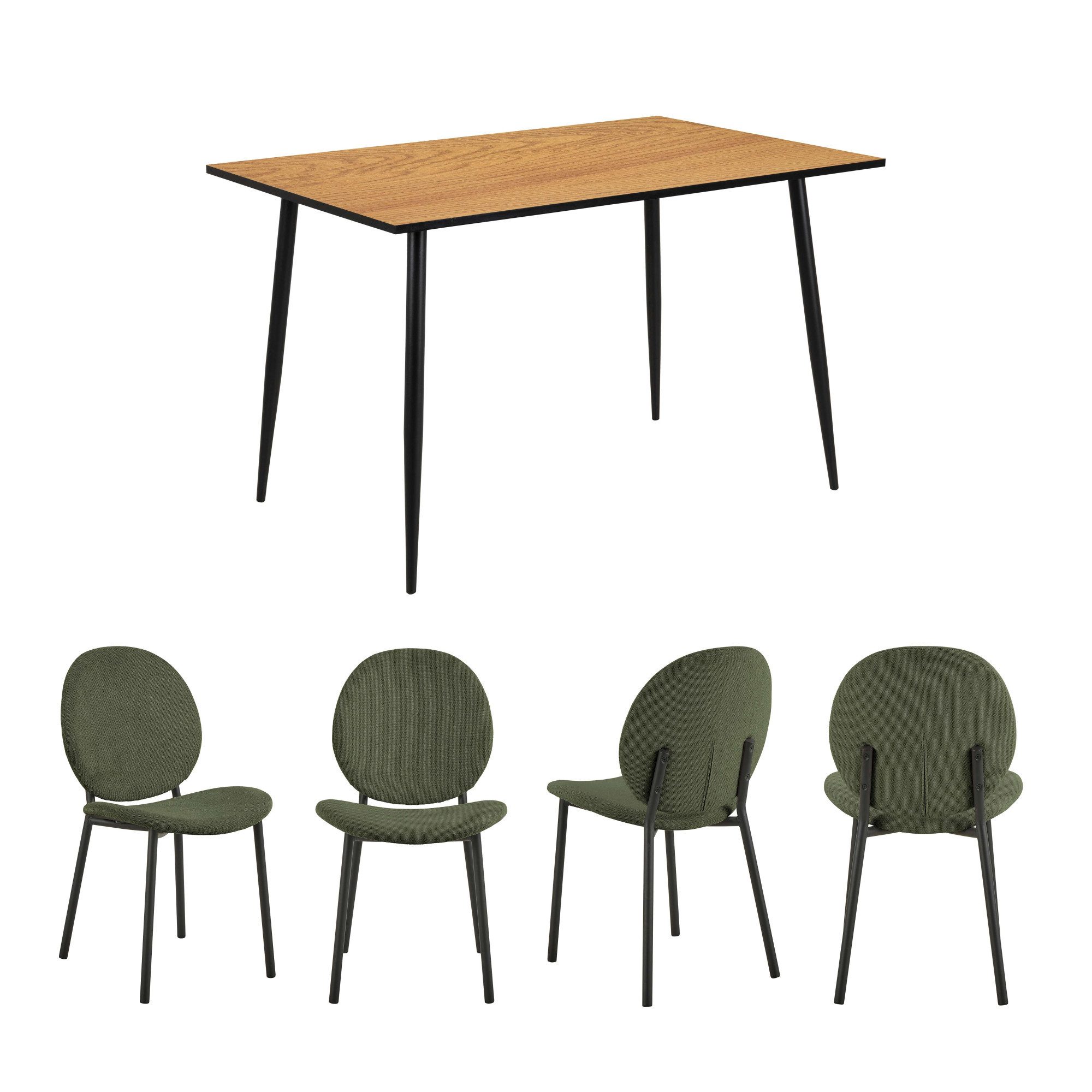 Esszimmer-Set Esspruppe, Speisetisch mit Wohnzimmerstühlen