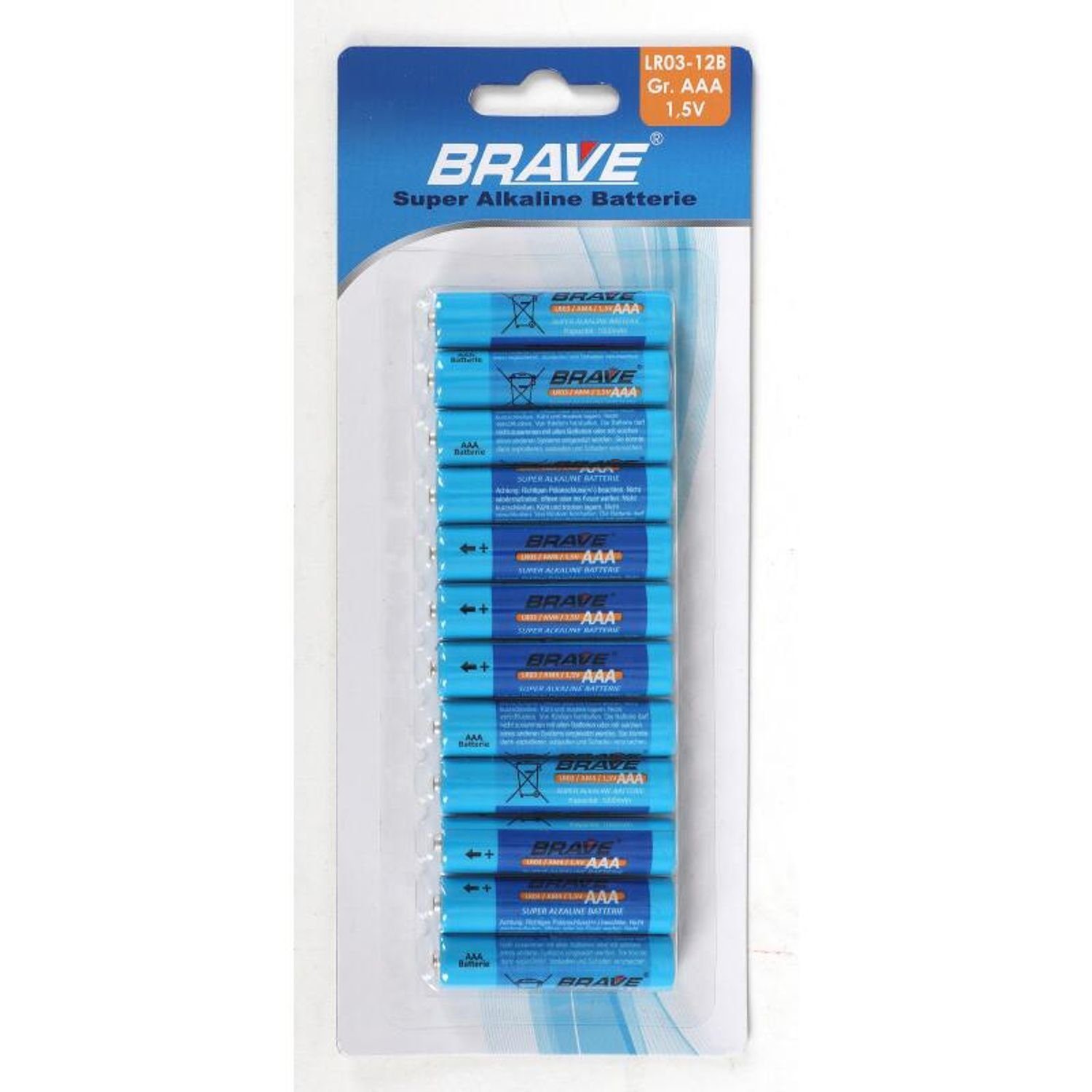 BURI 12x 12er-Set Brave Super Alkaline Batterien AAA LR03 1,5V 144 Stück Batterie, (144 St)