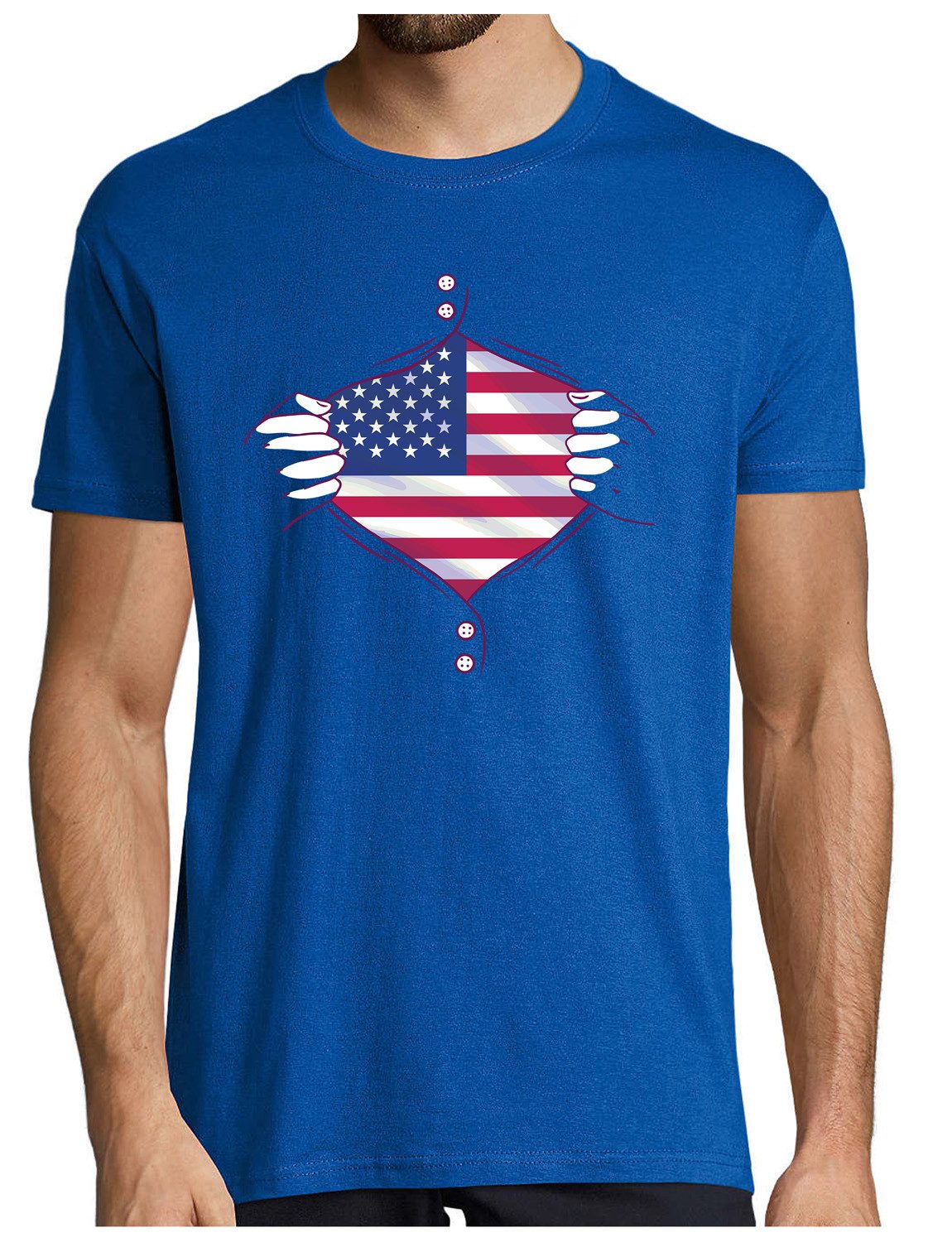 T-Shirt Herren Print Shirt - Patriotisches USA Brustprint