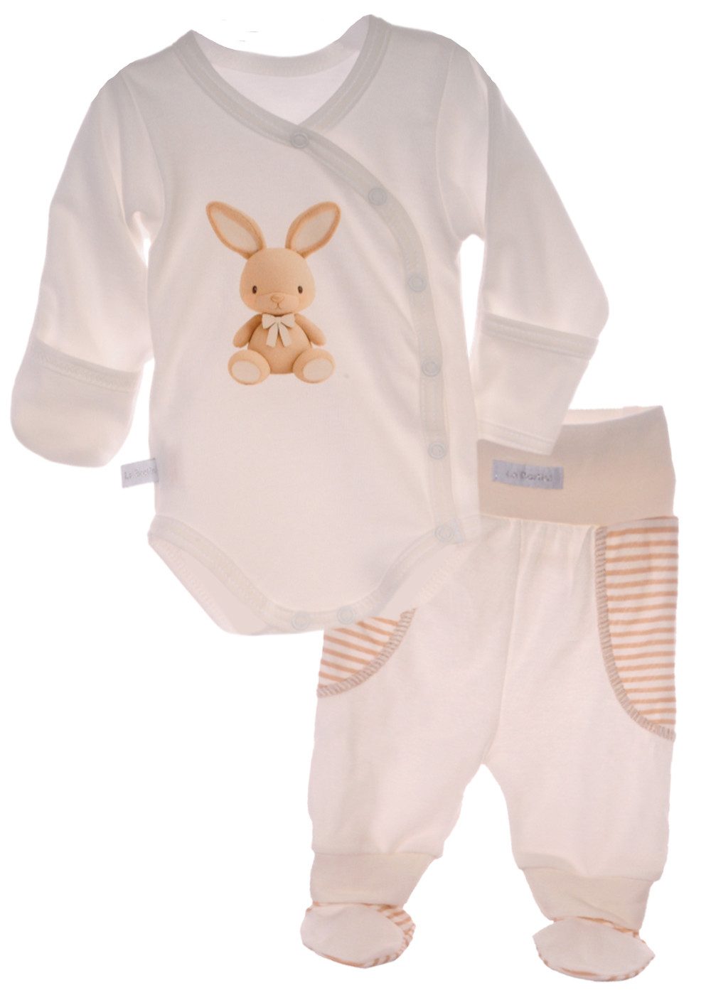 Body & Hose Wickelbody mit Kratzschutz und Schlupfhose Set in Creme mit Hasen