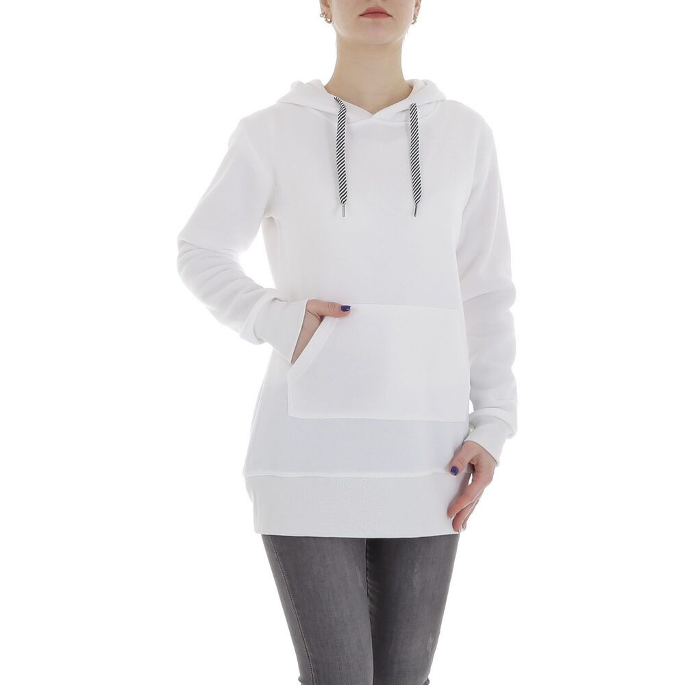 Ital-Design Fleeceshirt Damen Freizeit (86099142) Kapuze Pullover & Strick in Weiß
