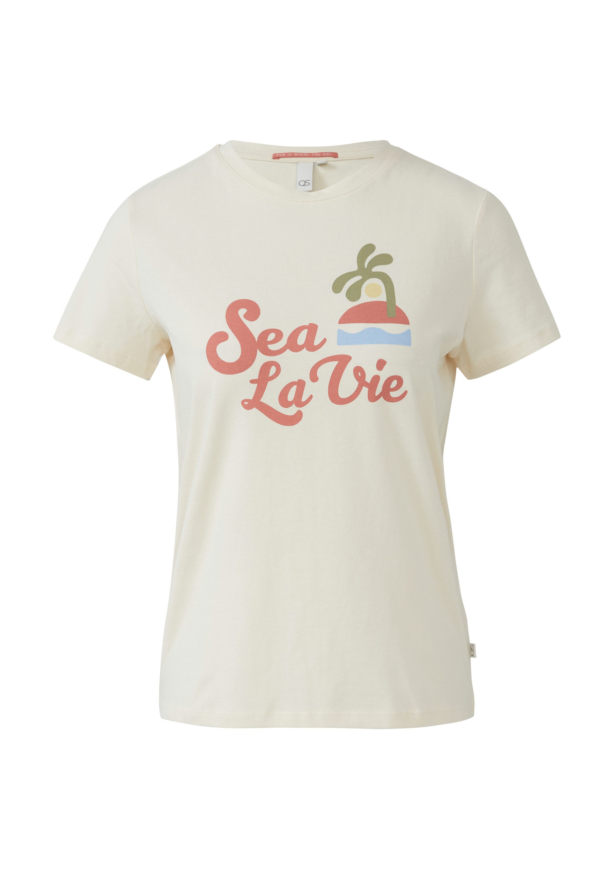 QS Kurzarmshirt T-Shirt Baumwollshirt mit Frontprint günstig online kaufen